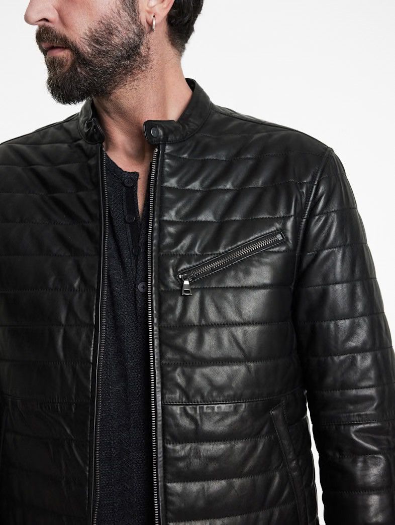 John Varvatos Kitt Quilted Racer Jacket EU 5 USA 40 Size US M / EU 48-50 / 2 - 2 Thumbnail