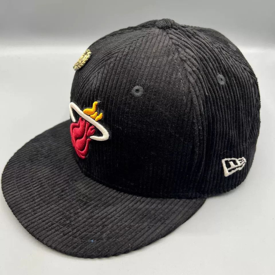 New Era Miami Heat Hat Men 7 5/8 Corduroy 59Fifty New Era Fitted Cap Size ONE SIZE - 2 Thumbnail
