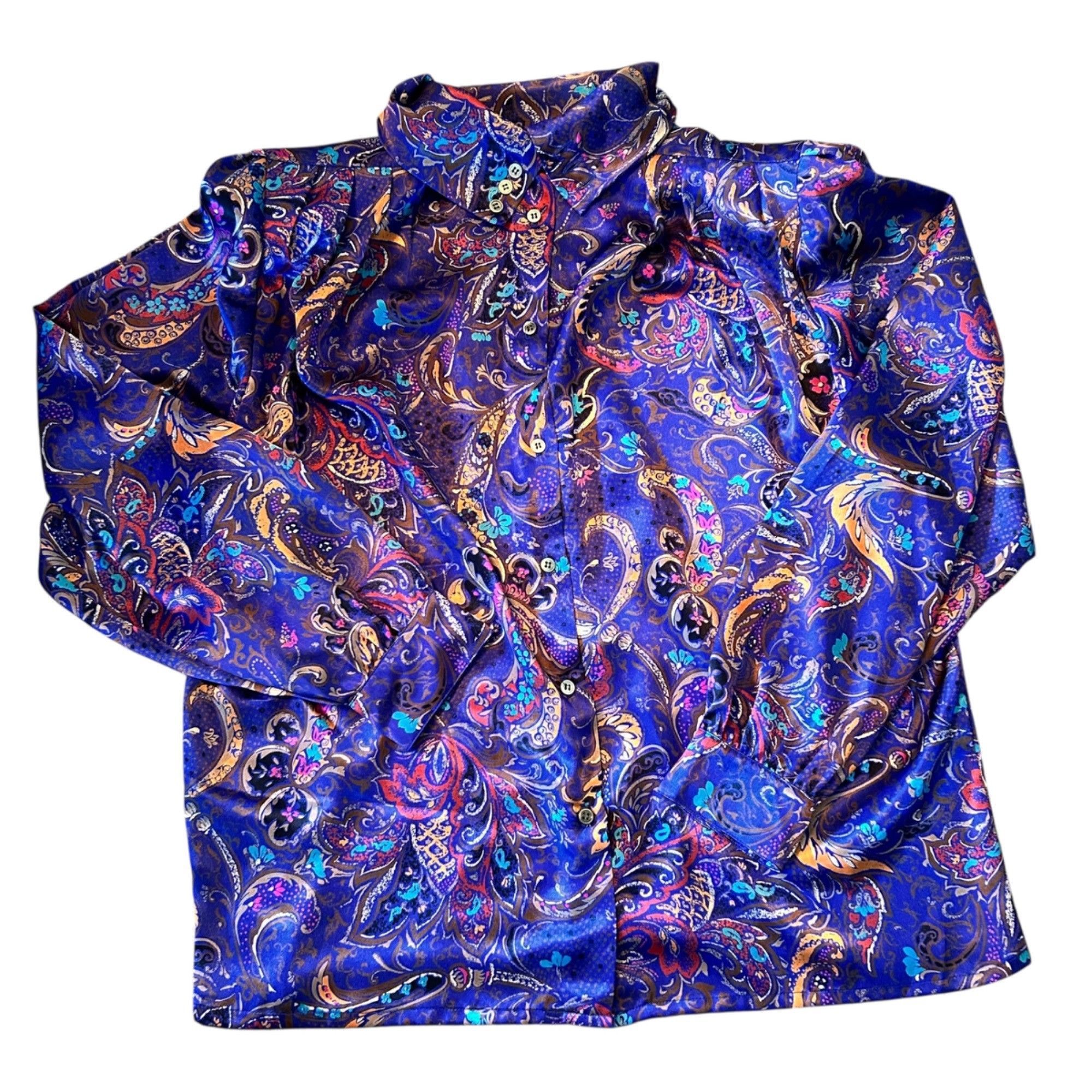 Vintage Vintage Susan Mathews Novelty Print Mock Neck Blouse 12 Size XL / US 12-14 / IT 48-50 - 1 Thumbnail
