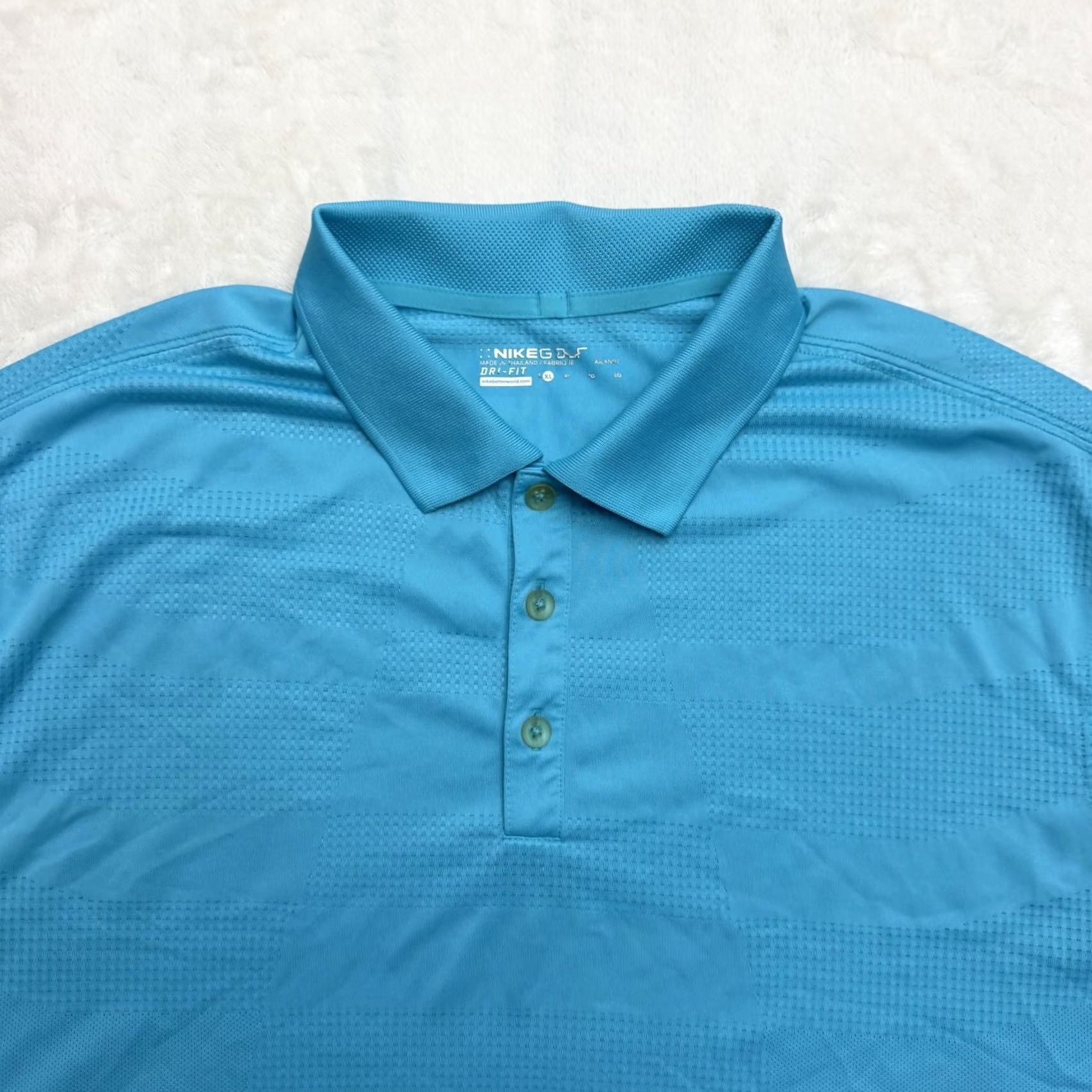 Nike Nike Dri-FIT Polo Shirt Mens XL Blue Textured Stripe Golf Performance Shirt Size US XL / EU 56 / 4 - 2 Thumbnail
