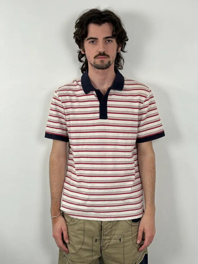 Prada 2000s Prada White & Red Stripes Polo Size US S / EU 44-46 / 1 - 2 Thumbnail
