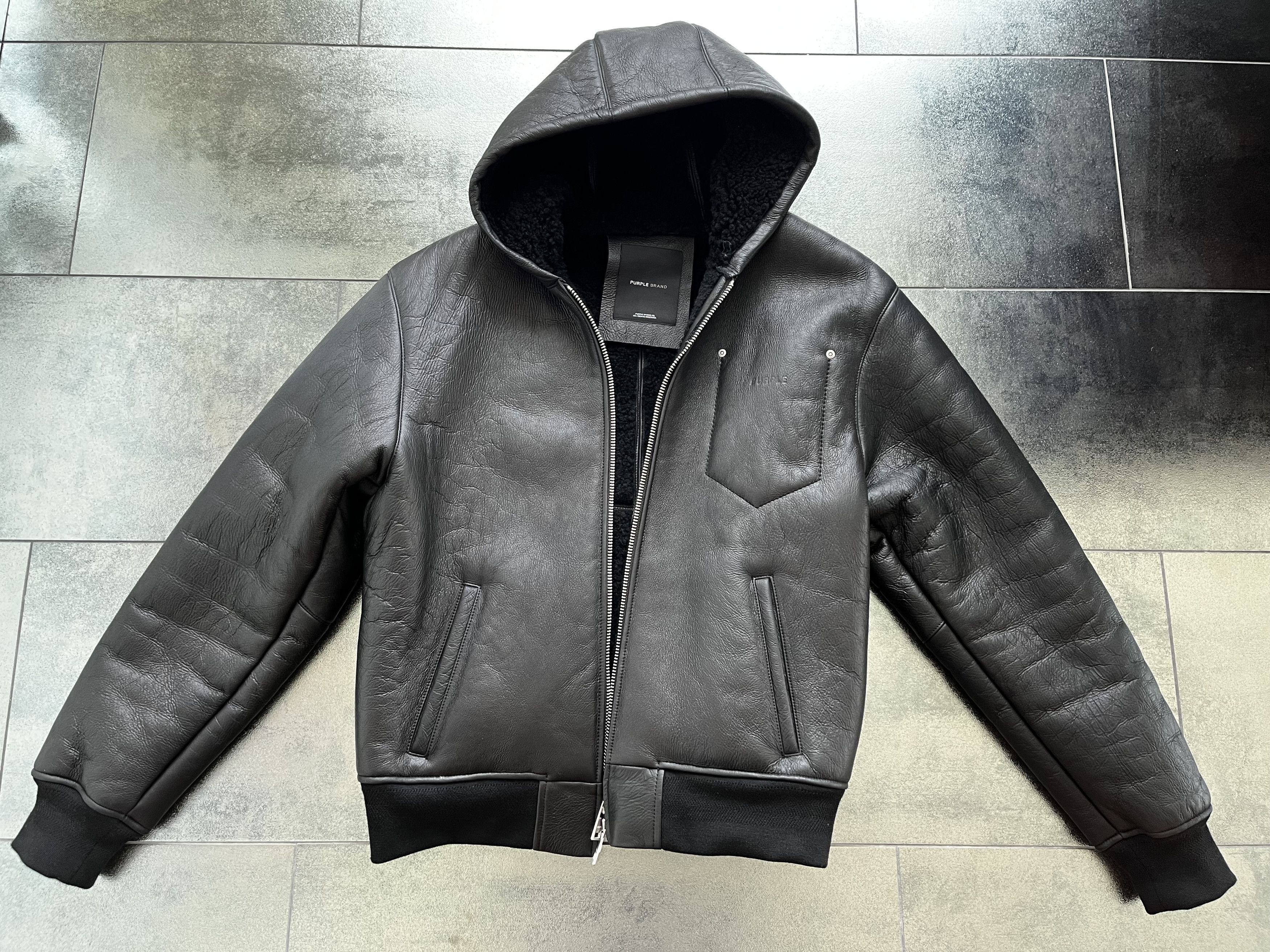 Purple Brand Lamb Leather Zip Hoodie (M) Size US M / EU 48-50 / 2 - 2 Thumbnail