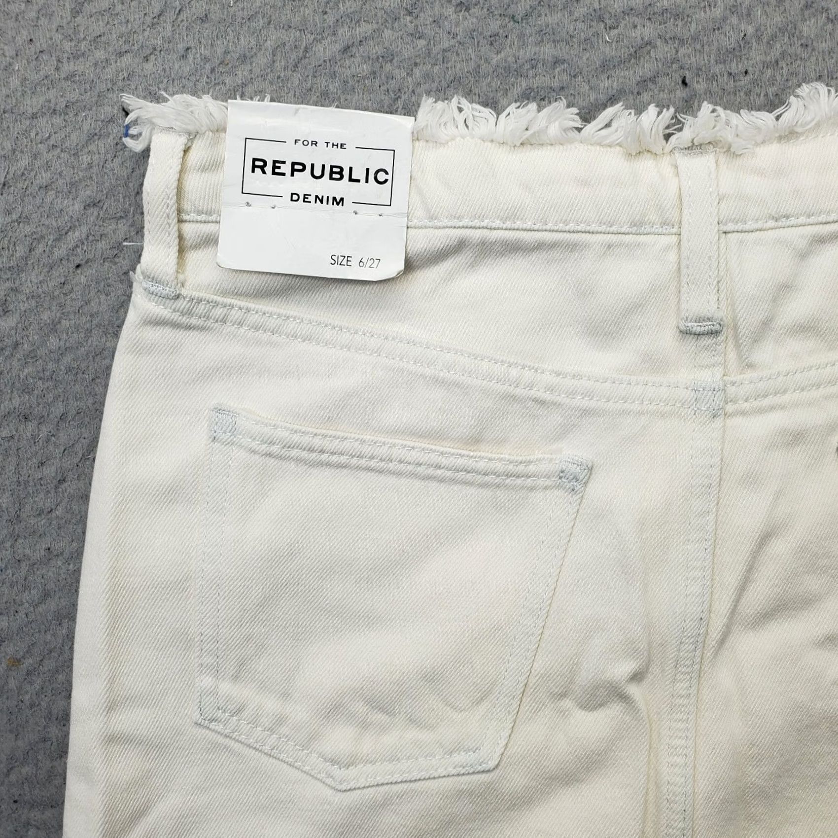 New Republic Republic Jean Skirt Womens 6 White Denim Stretch Raw Hem High Waist Size 28" / US 6 / IT 42 - 8 Thumbnail