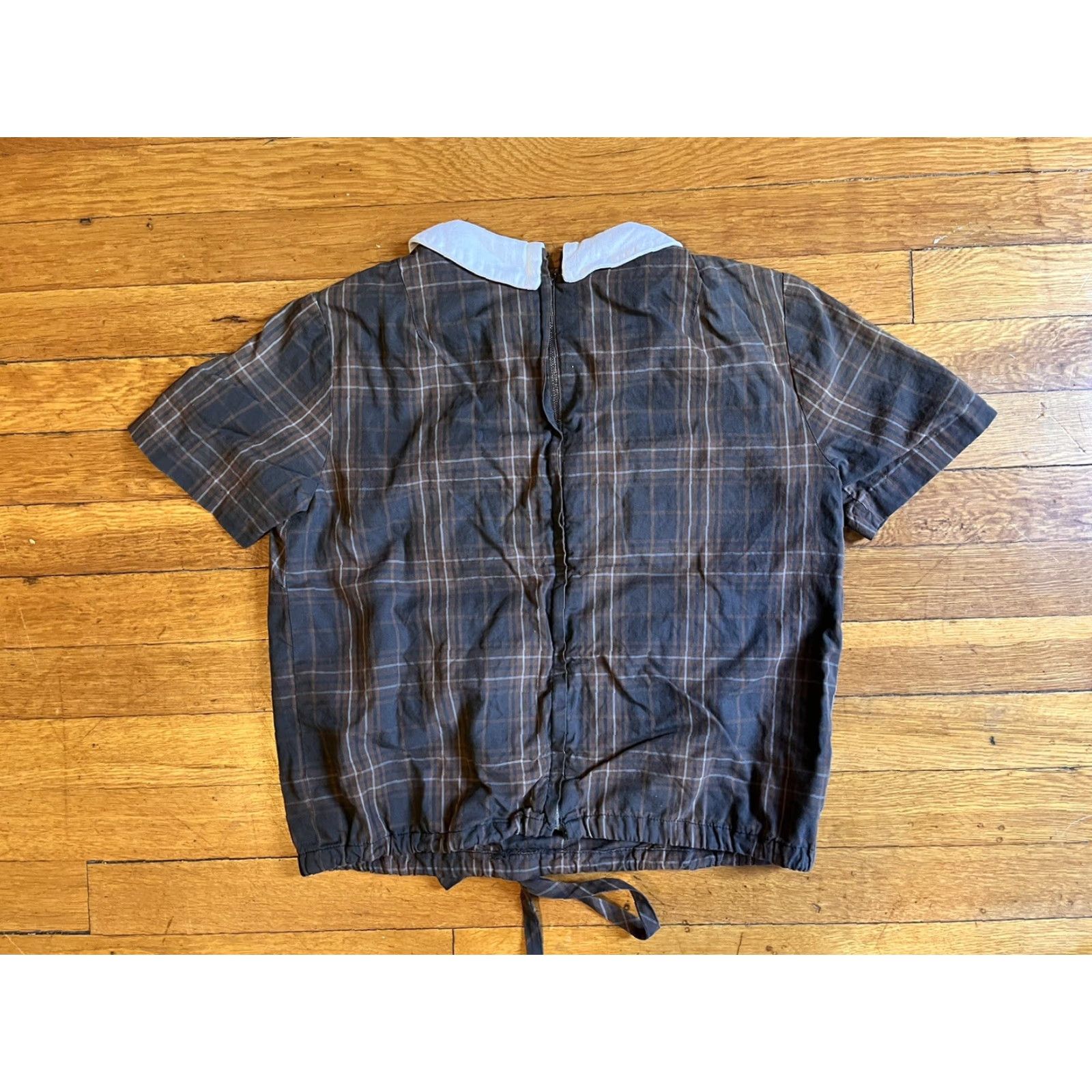 Vintage VINTAGE Helen Whiting Skirt Suit Set Brown Tartan Plaid Peter Pan Collar 60s Womens Small S Cotton Mod/GoGo Size 42" / US 20 - 5 Thumbnail
