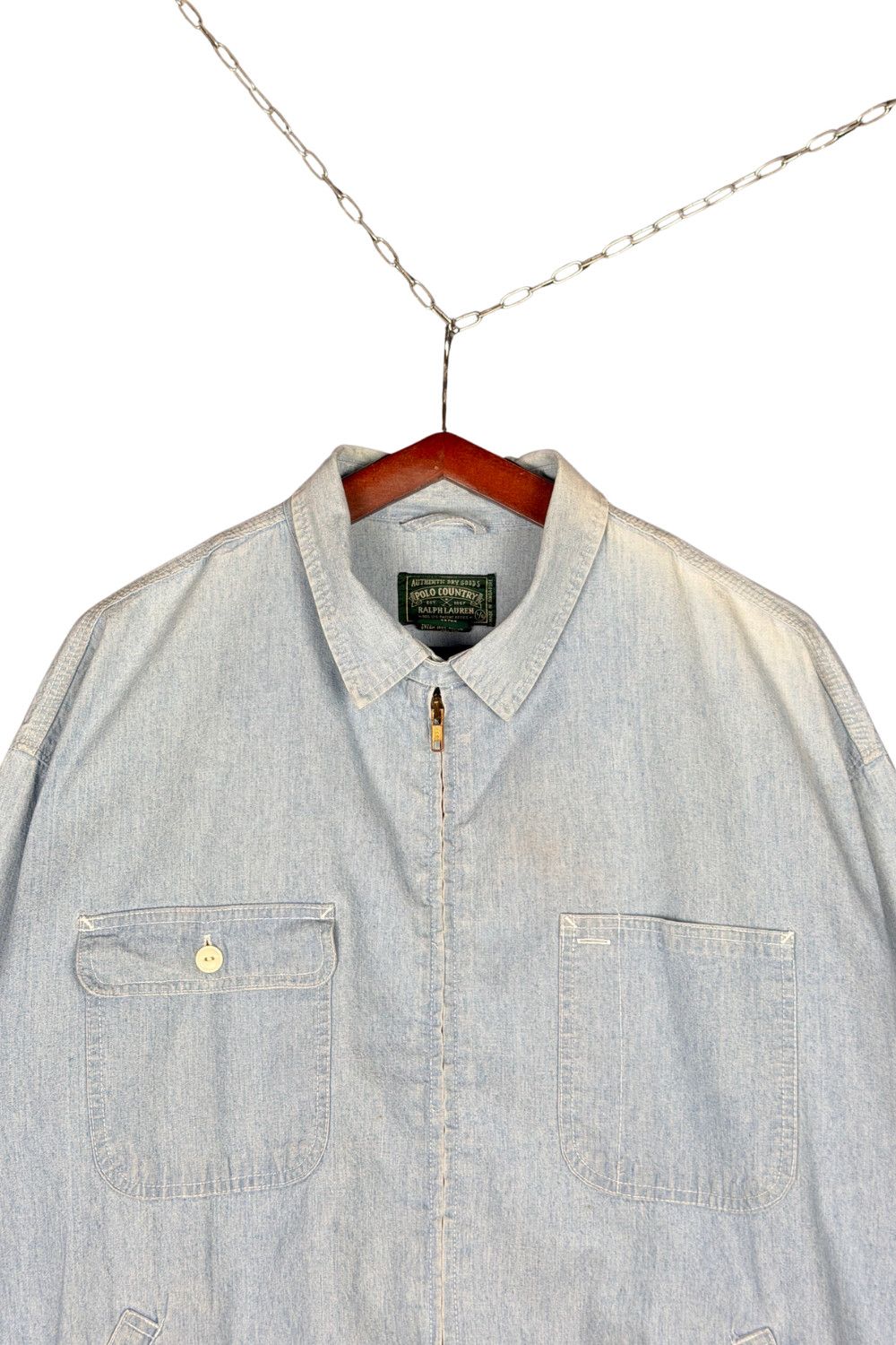 Polo Ralph Lauren 90s Polo Country Ralph Lauren Chambray Zip Jacket Size US L / EU 52-54 / 3 - 4 Thumbnail