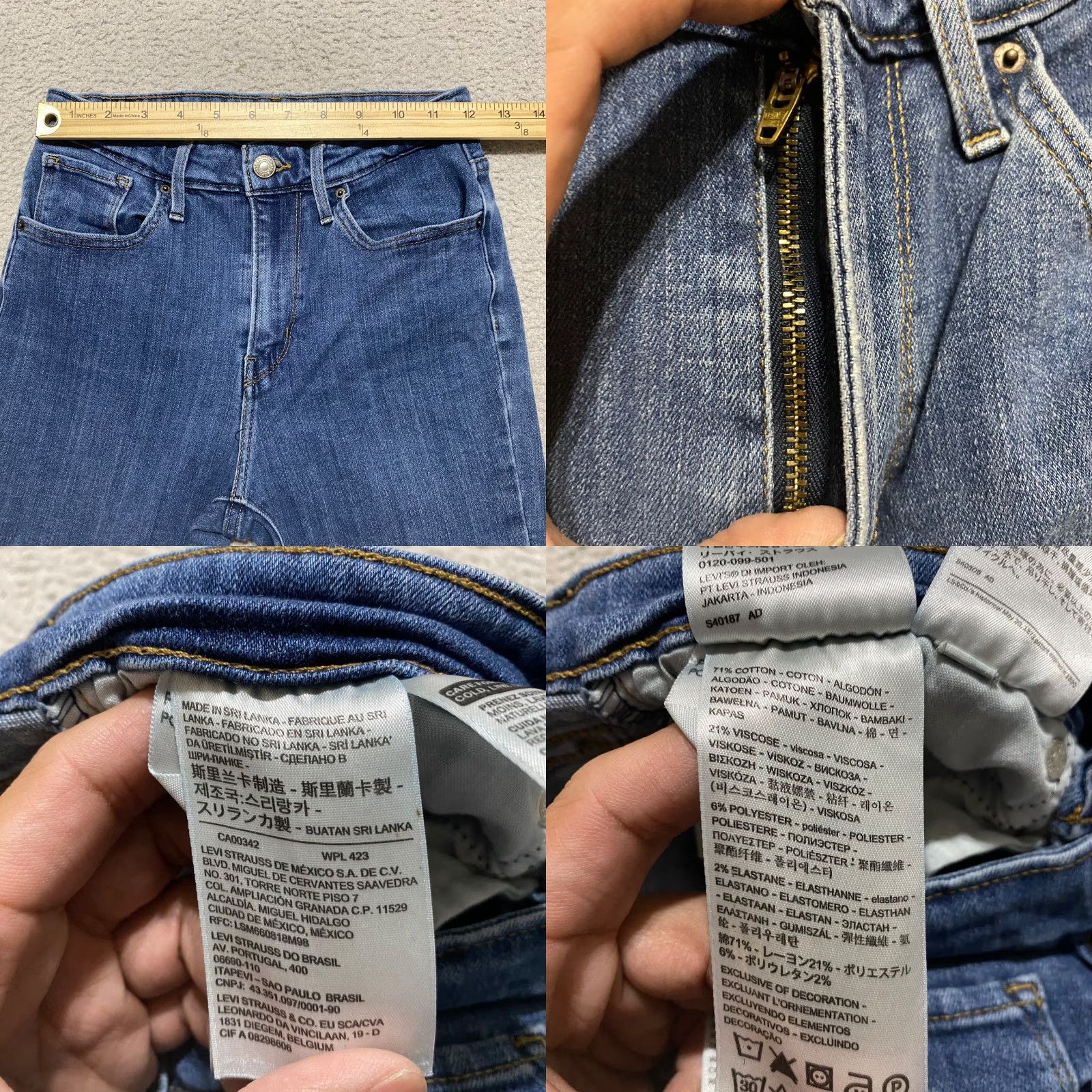 Levi's Levi's 721 Jeans Womens 27 Blue Denim High Rise Skinny 5-Pocket Regular Jeans Womens Blue Levi's 700 Series Size 42" / US 20 - 8 Thumbnail