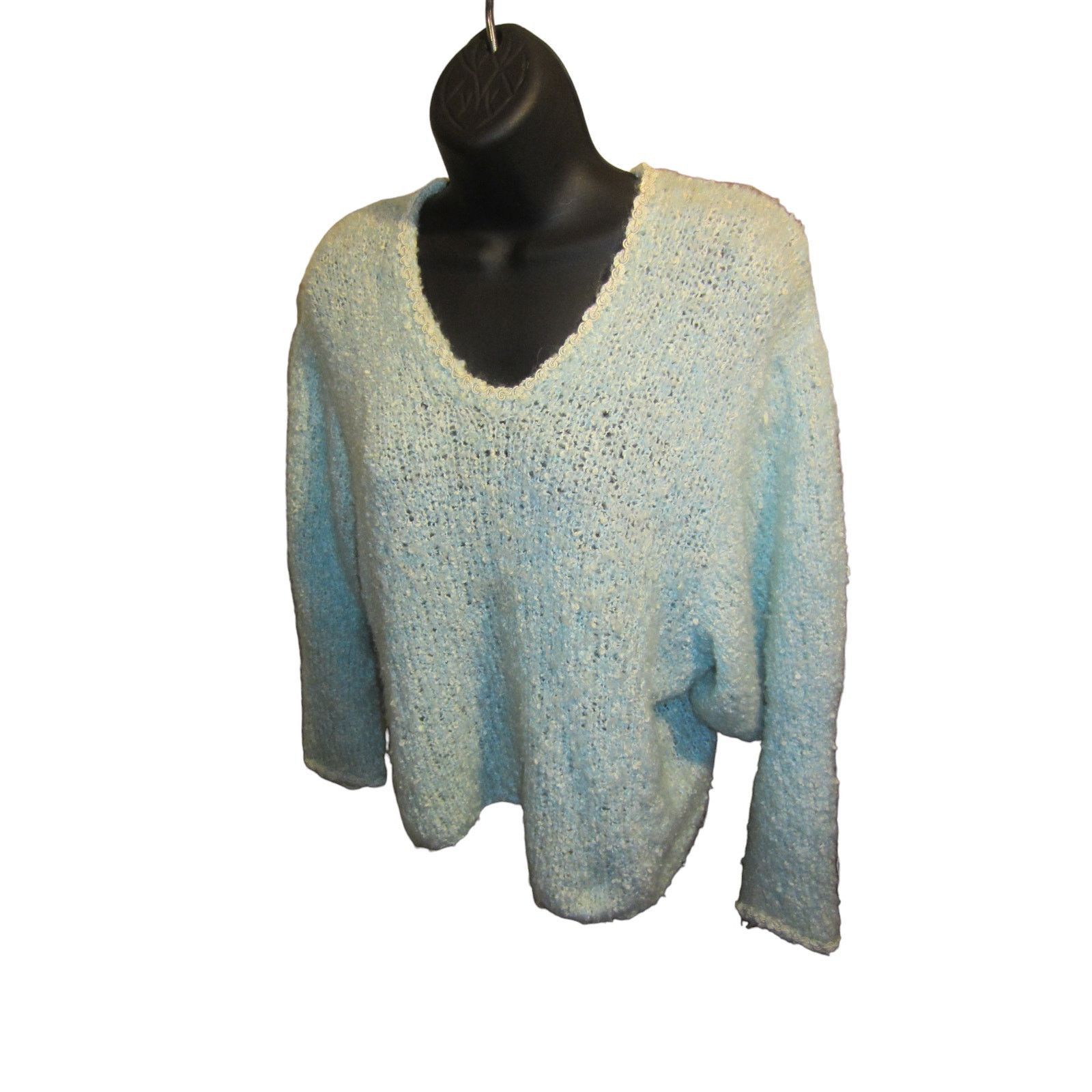 Handmade Vintage Handmade Pastel Blue Textured Knit Sweater Women’s S Size S / US 4 / IT 40 - 2 Thumbnail