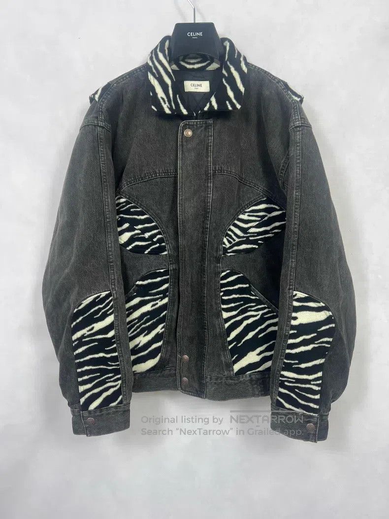 Celine CELINE Zebra print patchwork smoke grey denim cotton coat Size US M / EU 48-50 / 2 - 1 Thumbnail