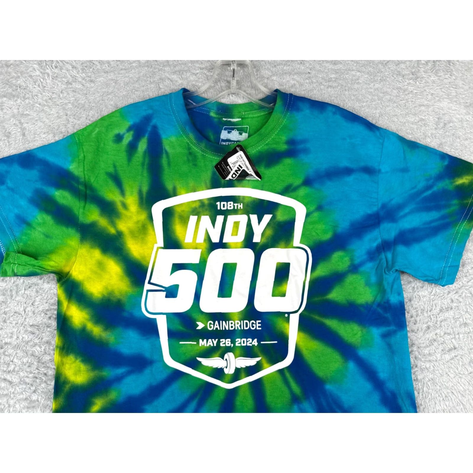 Vintage Indy 500 Indycar Shirt Adult Medium Green Blue Tie Dye 108th 100% Cotton Size US M / EU 48-50 / 2 - 4 Thumbnail