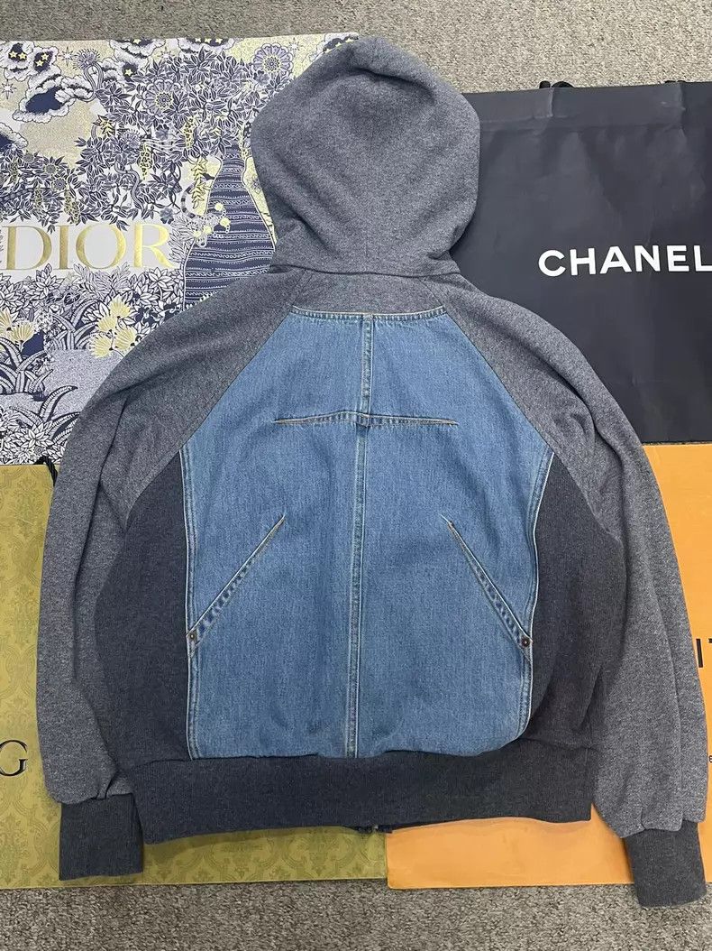 Undercover Undercover Blue Denim Patchwork Grey Zip Hooded Jacket Size US S / EU 44-46 / 1 - 2 Thumbnail