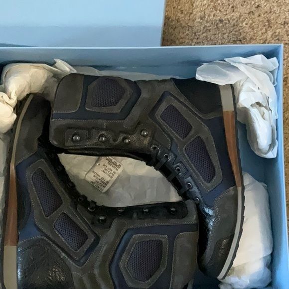 Lanvin Mens LANVIN Python Embossed High Sneakers in Marine Blue siz Size US 11 / EU 44 - 8 Thumbnail