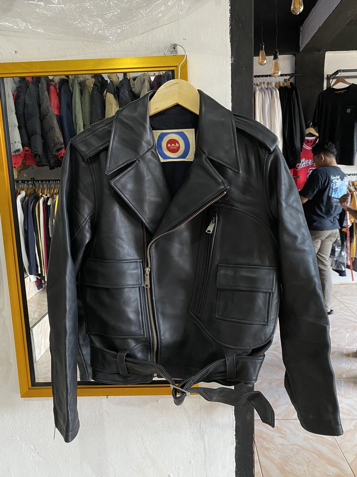Japanese Brand × Vintage Leather jacket a.n.b Newyork biker Size US M / EU 48-50 / 2 - 1 Thumbnail