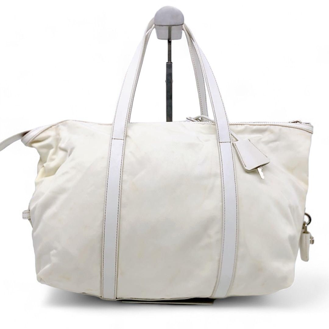 Prada Prada - White Nylon Handbag Triangle Logo Plate Size ONE SIZE - 4 Thumbnail