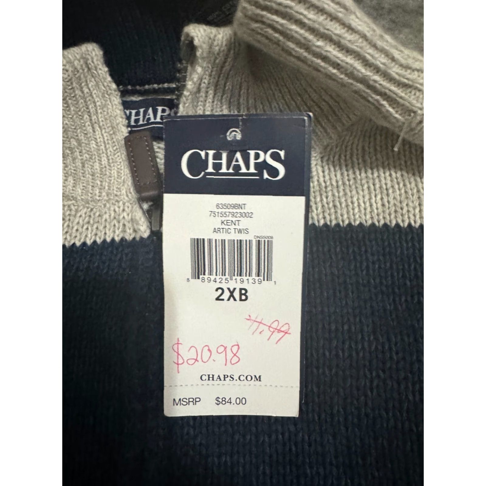 Chaps Chaps Sweater Shirt 2XB Big & Tall Gray 1/4 Zip Mock Neck Long Sleeve Classic Preppy Kent Artic Knit Mens Size US XXL / EU 58 / 5 - 2 Thumbnail