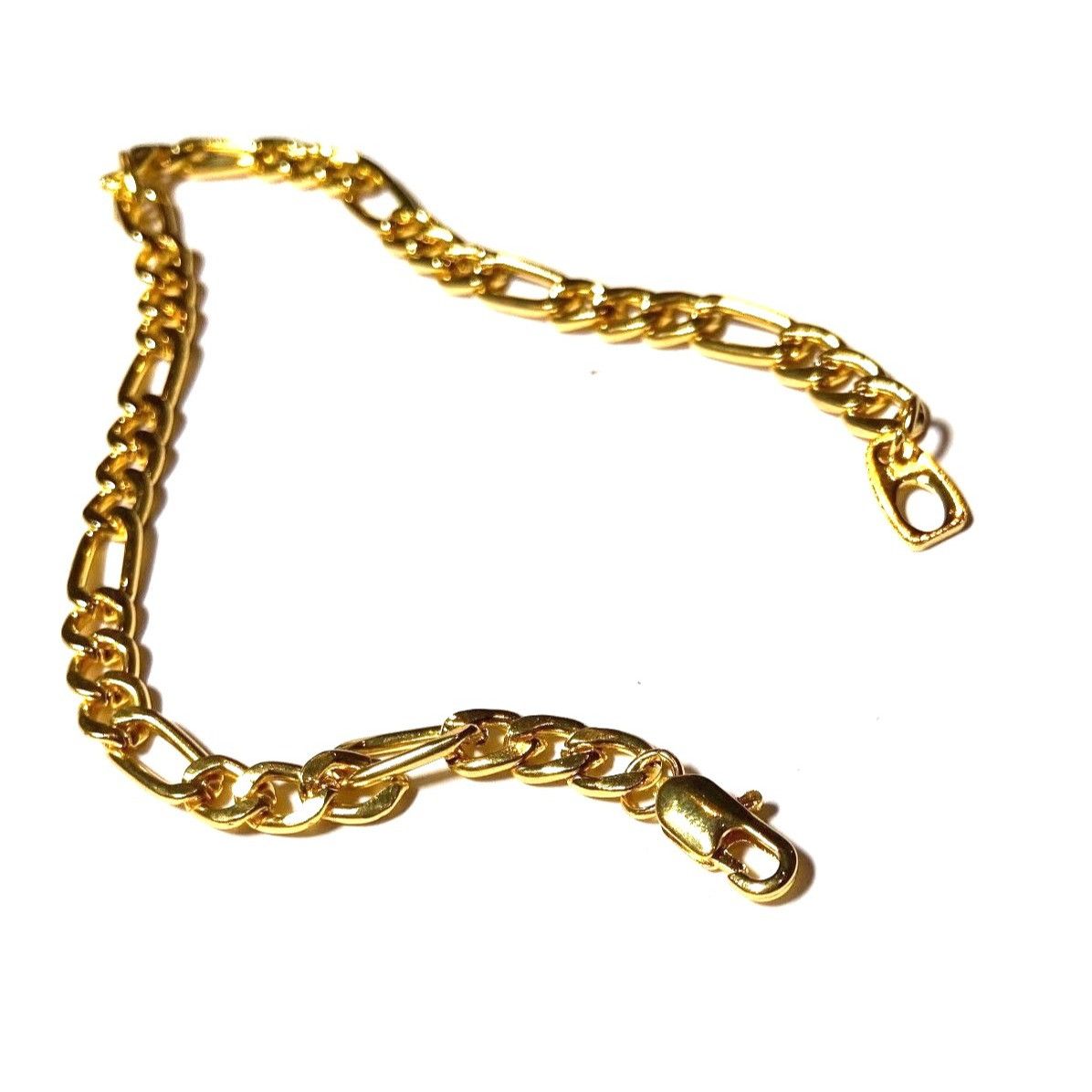 Other Gold-Tone Figaro Chain Bracelet With Lobster Clasp 9” Long Size ONE SIZE - 3 Thumbnail