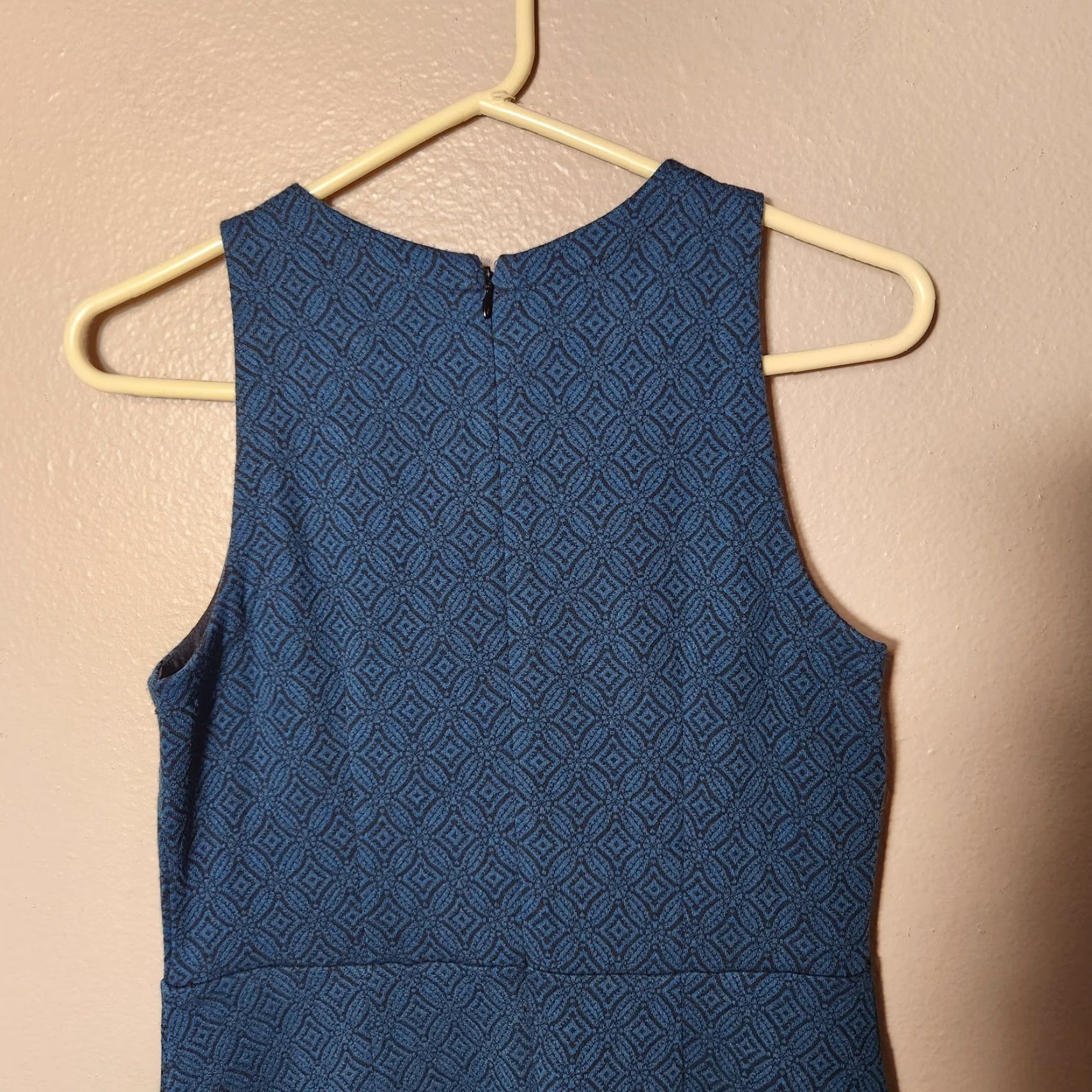 Loft VINTAGE Loft Womens Sleeveless Blue Ponte Knit Patterned Sheath Dress-Size 4 Size S / US 4 / IT 40 - 4 Thumbnail