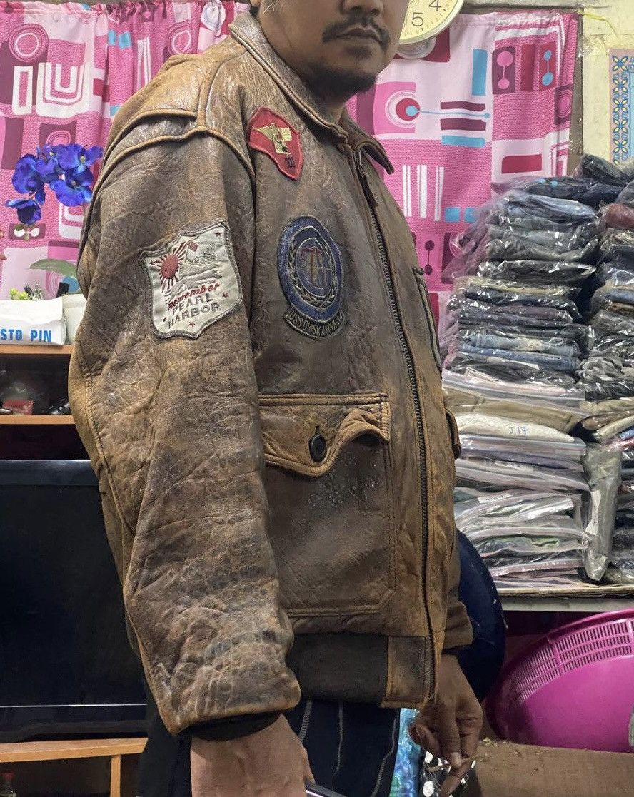 Japanese Brand REBEL Heavy Leather Flight Bomber Jacket Patches Map Top Gun Size US M / EU 48-50 / 2 - 24 Thumbnail