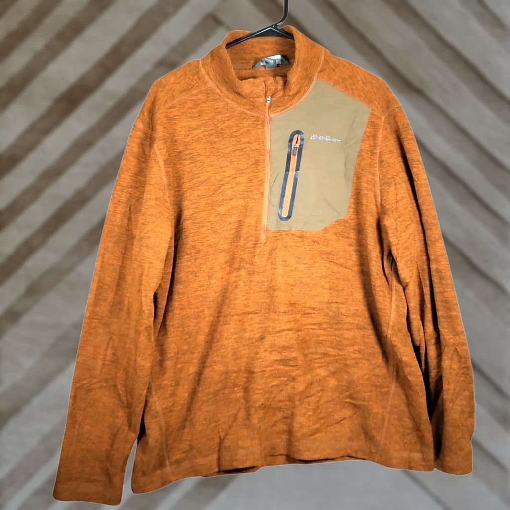 Eddie Bauer Eddie Bauer Outdoors Mens Sweatshirt Orange Fleece 1/4 Zip Long Sleeve Large Size US L / EU 52-54 / 3 - 1 Thumbnail
