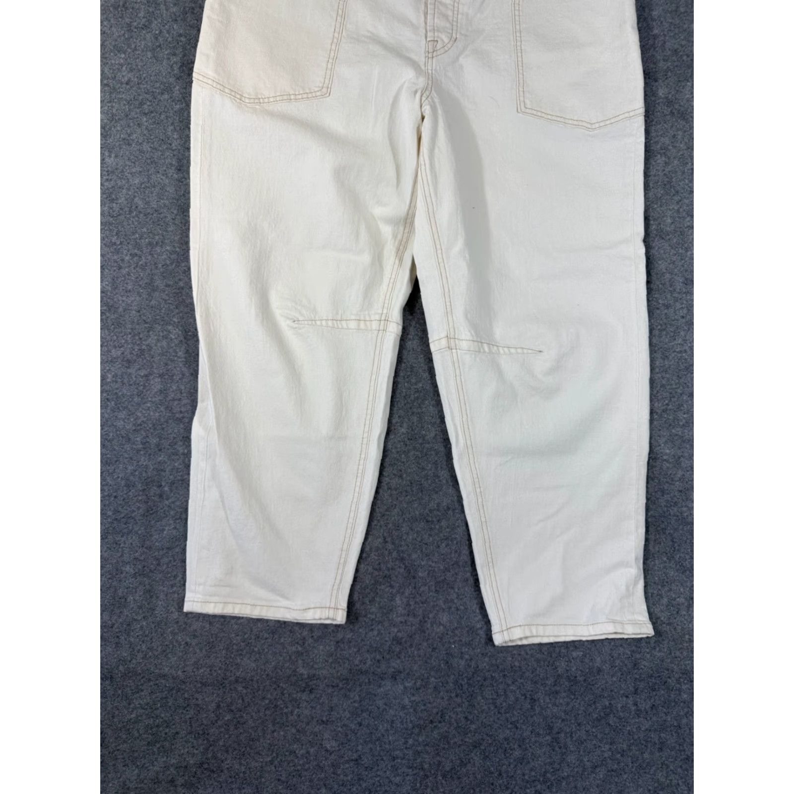 Frye Frye Barrel Ankle Jeans Womens 10 Ivory Stretch Button Fly High Rise NWT Size 32" / US 10 / IT 46 - 4 Thumbnail