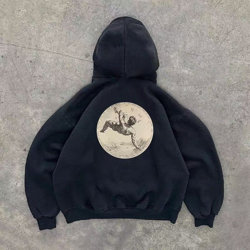 Japanese Brand Black washed retro hip-hop print hoodie y2k Size US M / EU 48-50 / 2 - 1 Thumbnail