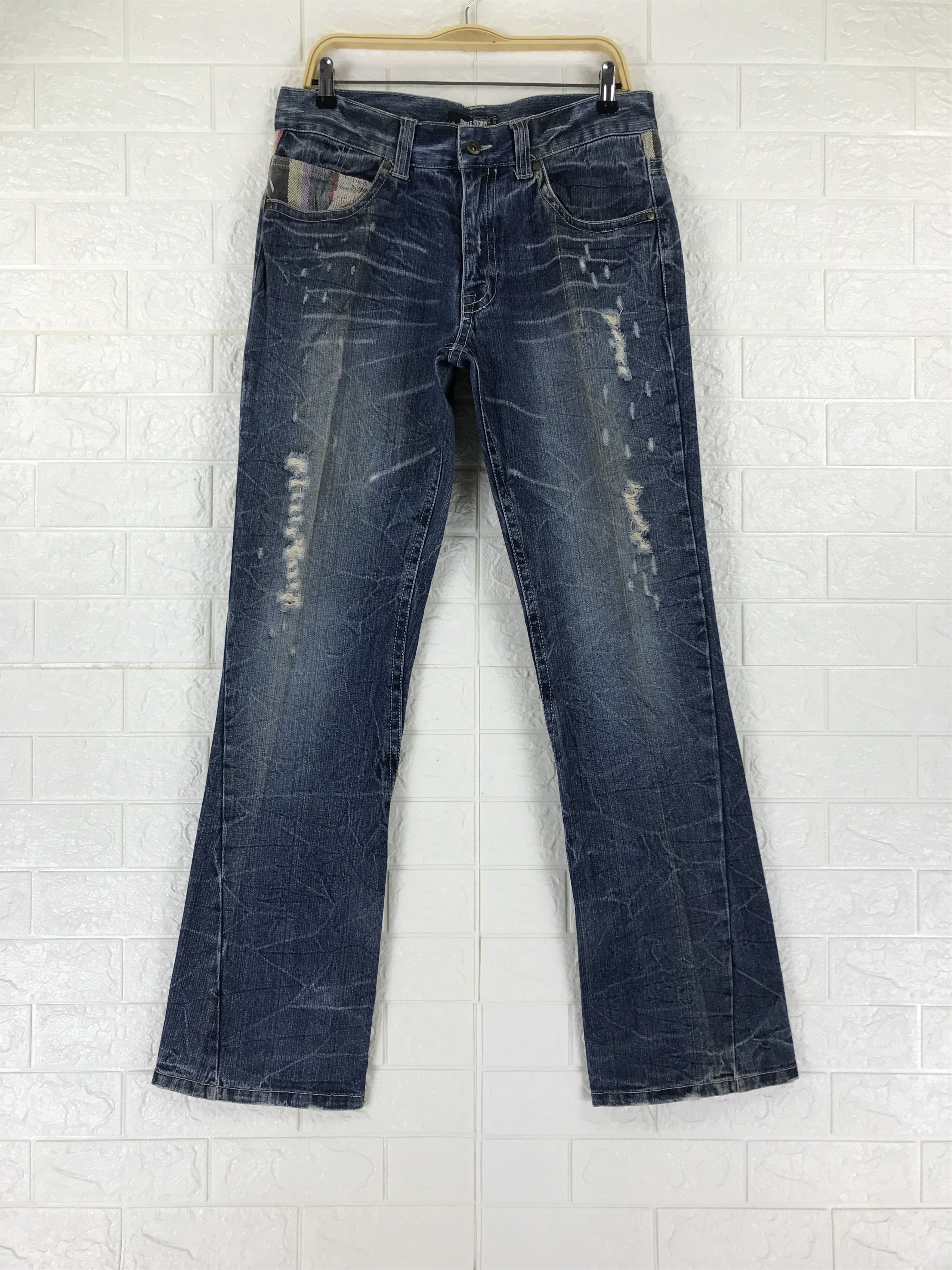 Japanese Brand Jungle Storm Distressed Design Flare Jeans Size US 33 - 5 Thumbnail