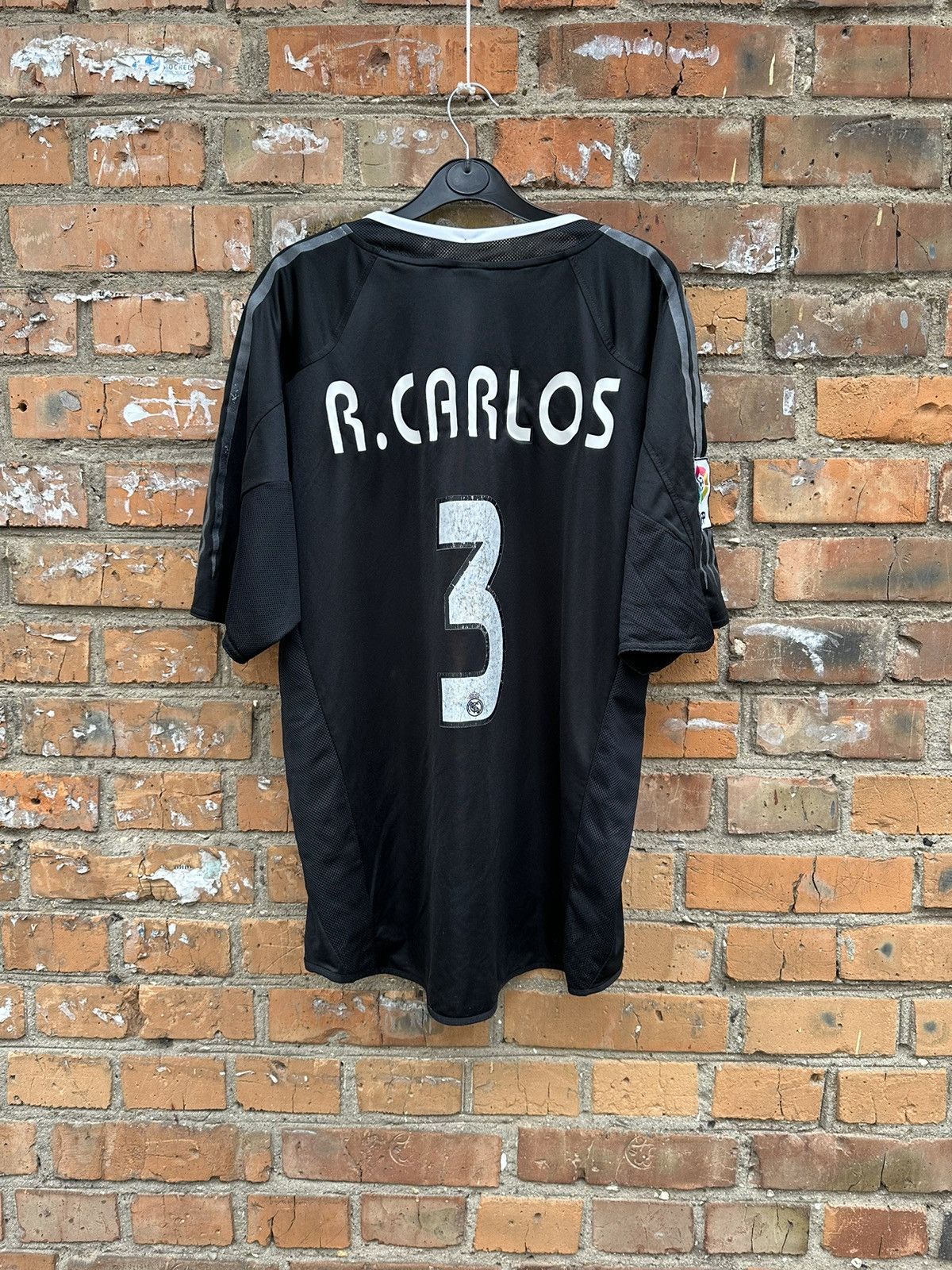 image of Adidas x Real Madrid Jersey Away 2004 Roberto Carlos in Black, Men's (Size Large)