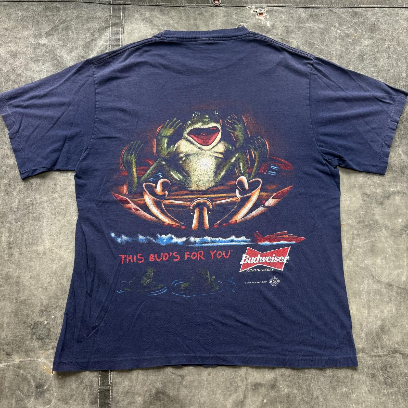 Budweiser Vintage Budweiser Beer Frogs Speedboat Double Sided Shirt Size US XL / EU 56 / 4 - 2 Thumbnail