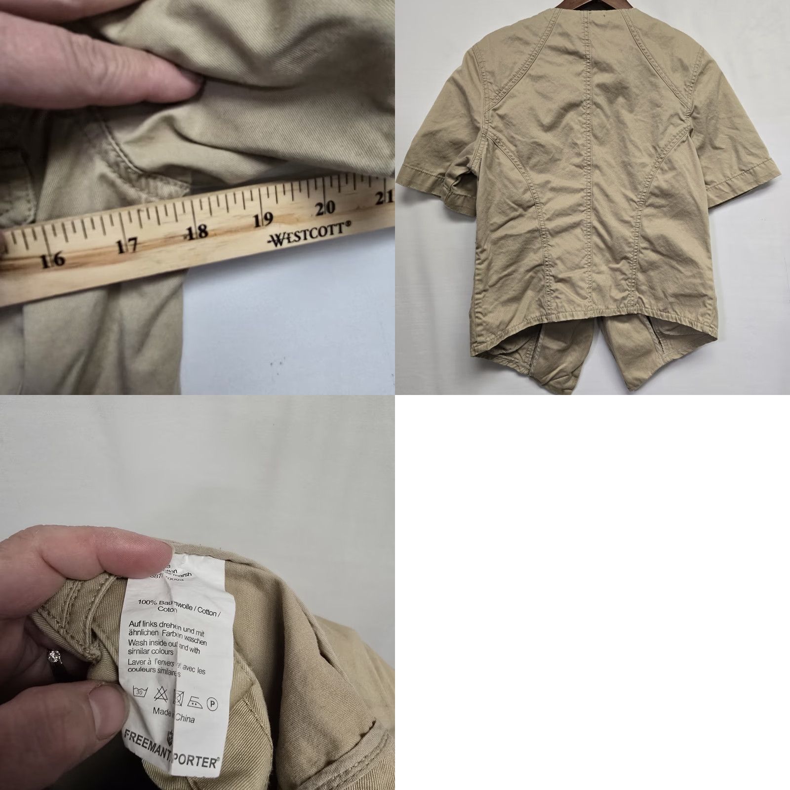 Vintage Freeman Porter Collective Khaki Cotton Military Jacket Women's XL Tan Button Regular Jacket Military Blazer 80s/90s Style Size XL / US 12-14 / IT 48-50 - 8 Thumbnail