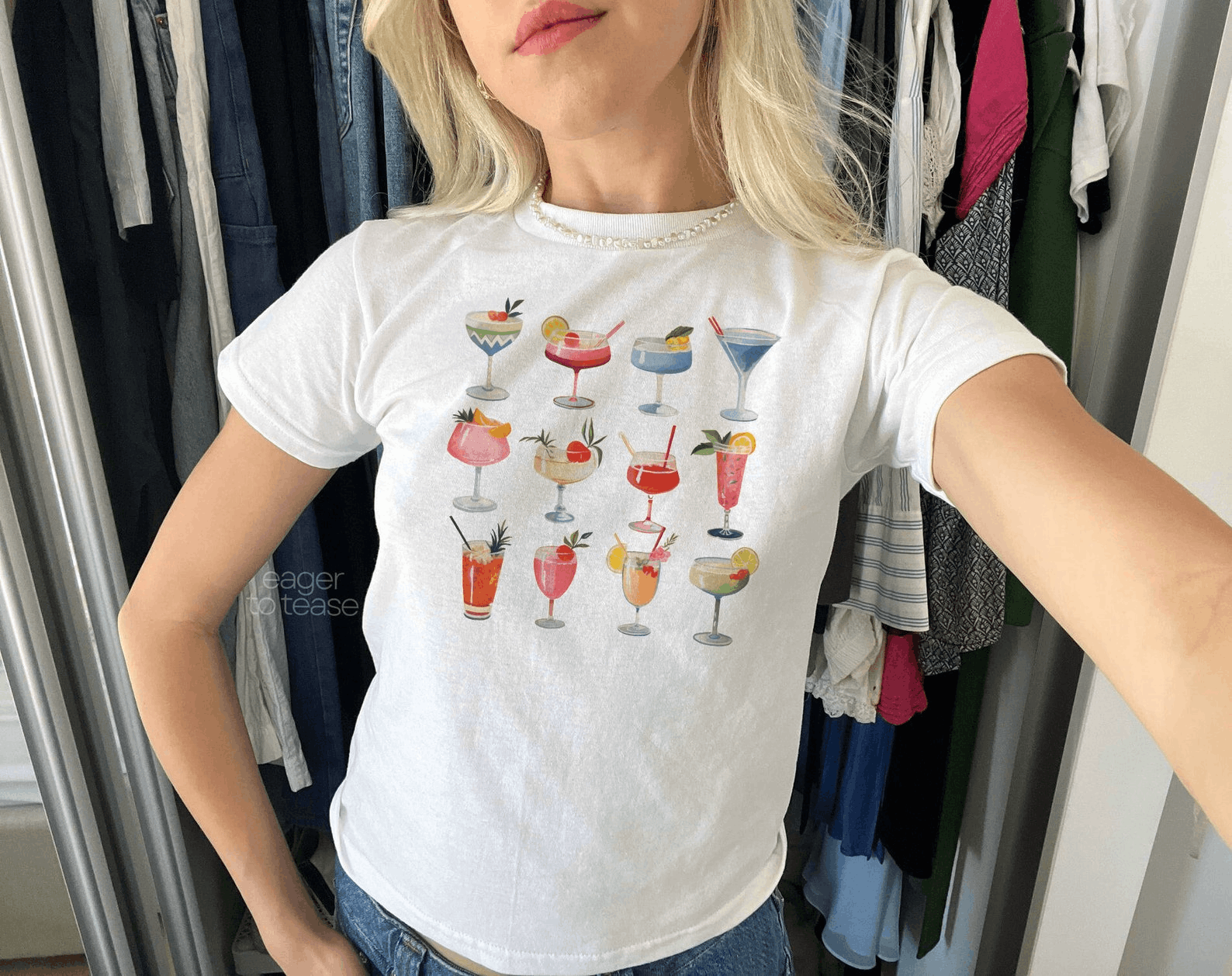 Other Cocktail Baby Tee – Martini Aesthetic Collage Size L / US 10 / IT 46 - 3 Thumbnail