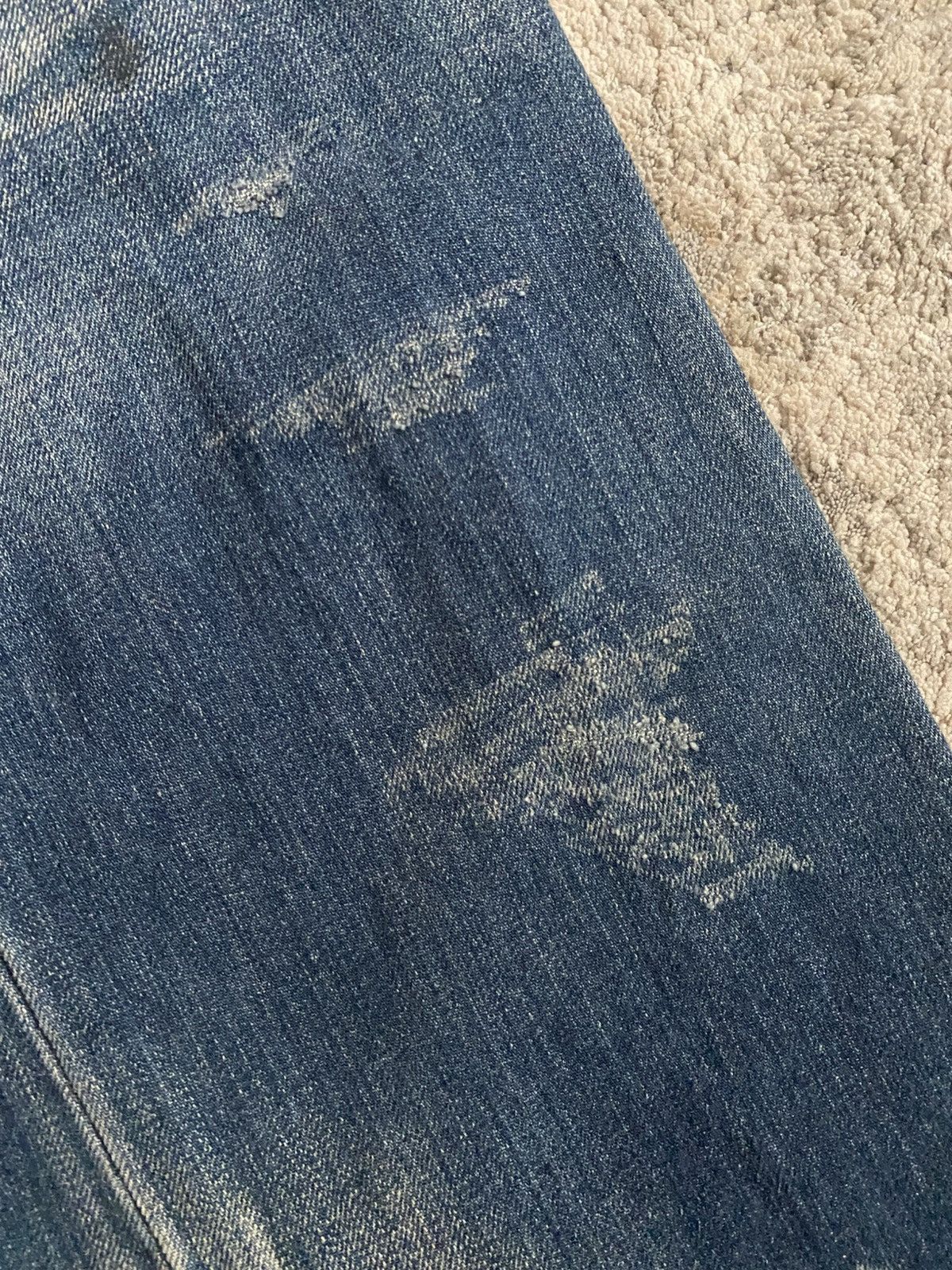 Tornado Mart Washed Oil Stain Flare Denim Size US 35 - 12 Thumbnail