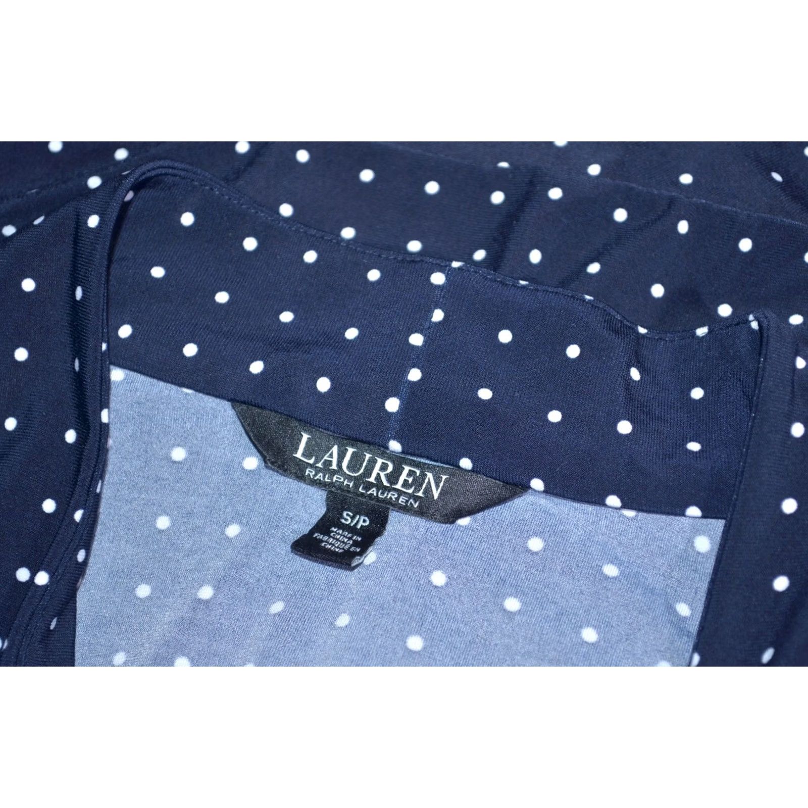 Ralph Lauren Lauren Ralph Lauren Blouse Women’s Navy Polka Dot Faux Wrap Peplum Long Sleeve S Size S / US 4 / IT 40 - 6 Thumbnail