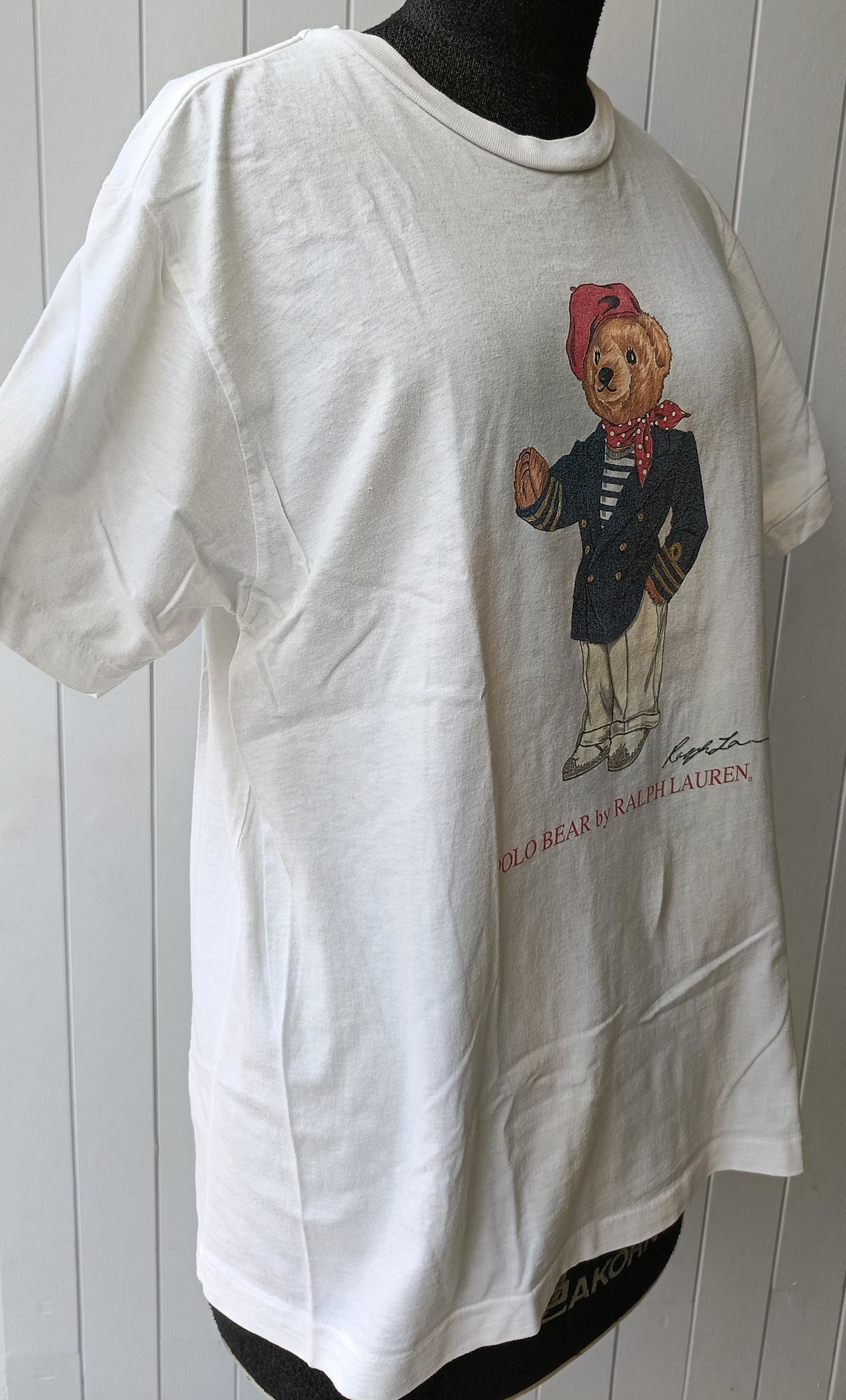 Polo Ralph Lauren × Ralph Lauren Ralph Lauren Polo 90s navy artist bear USA vtg white tshirt Size US M / EU 48-50 / 2 - 4 Thumbnail