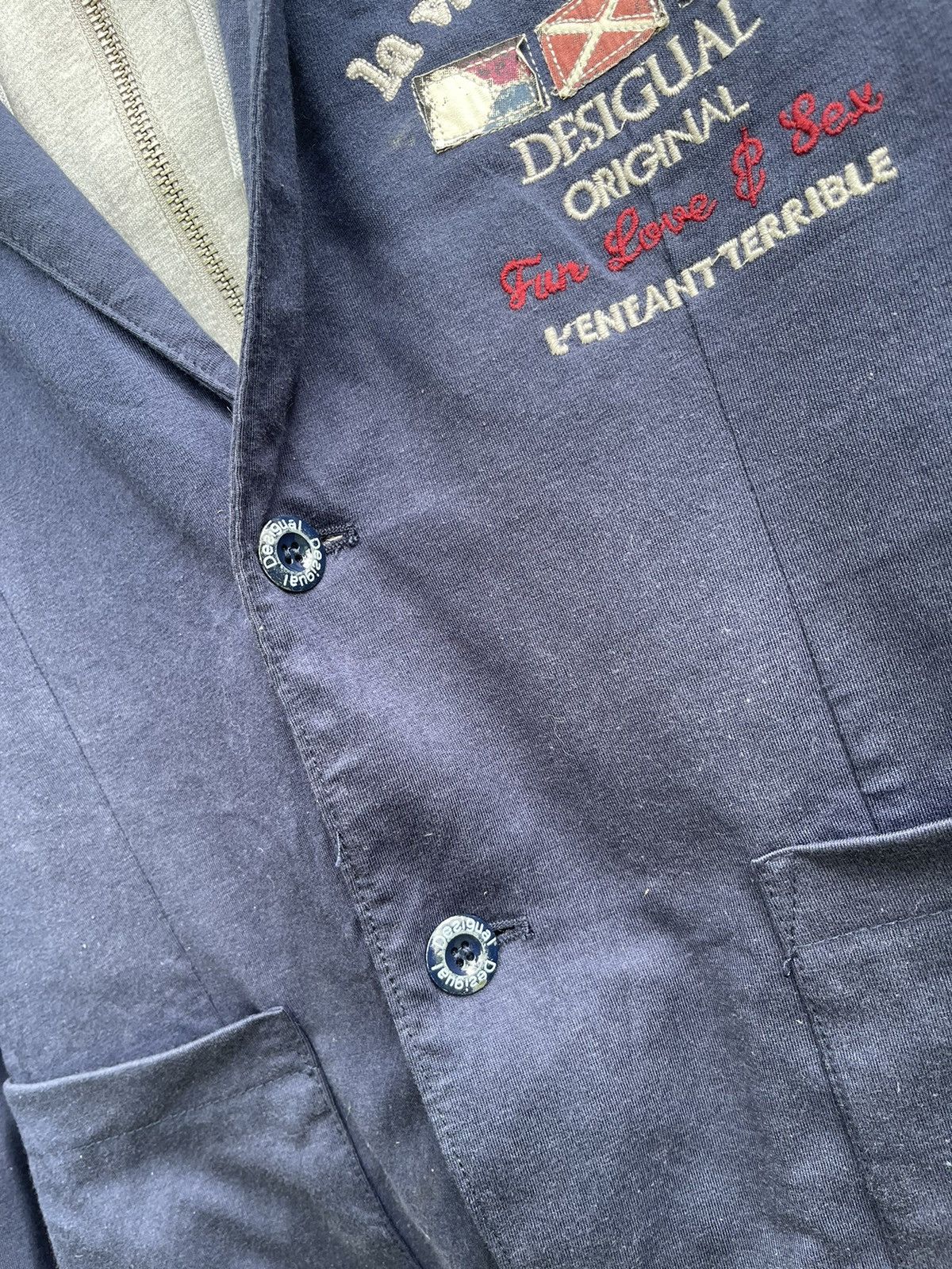 Designer Desigual Blazer Hoodie Hybrid Jacket Navy Size 48 Size US M / EU 48-50 / 2 - 3 Thumbnail