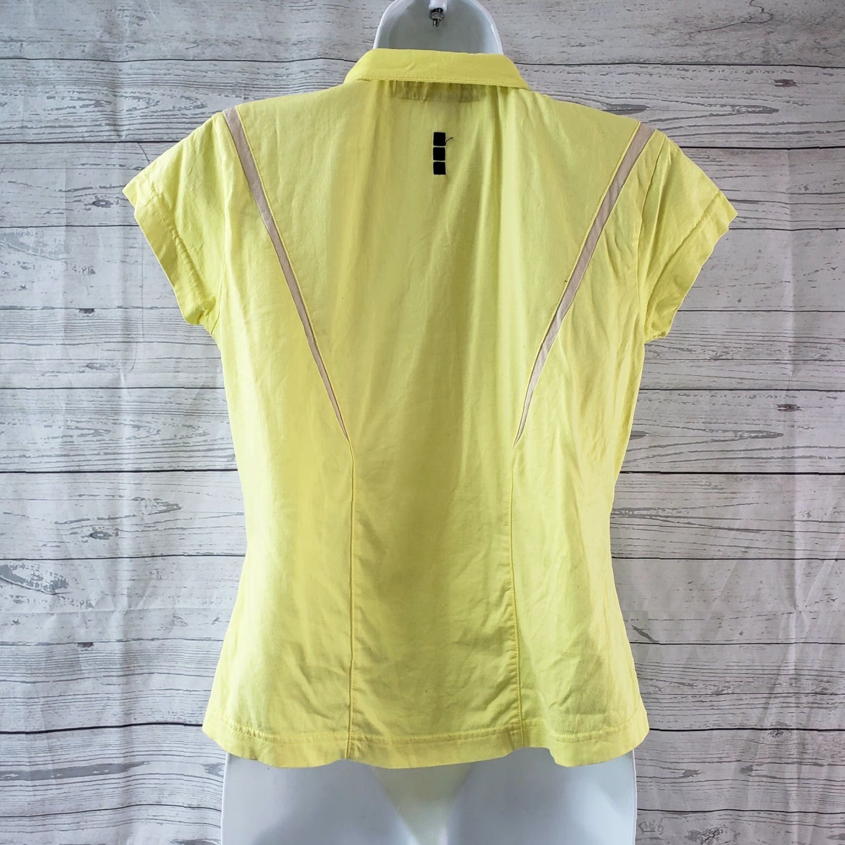 Vintage Jamie Sadock Womens Top Short Sleeve 1/4 Zip Cotton Yellow Beige S Basic Casual Shirt Mens? Size S / US 4 / IT 40 - 4 Thumbnail