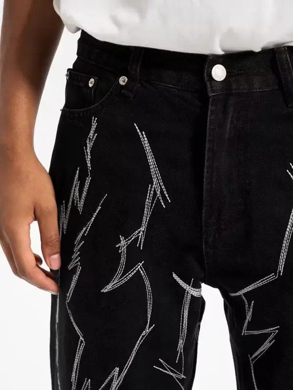 VIBE Street Black Irregular Lightning Straight Jeans Size US 32 / EU 48 - 4 Thumbnail