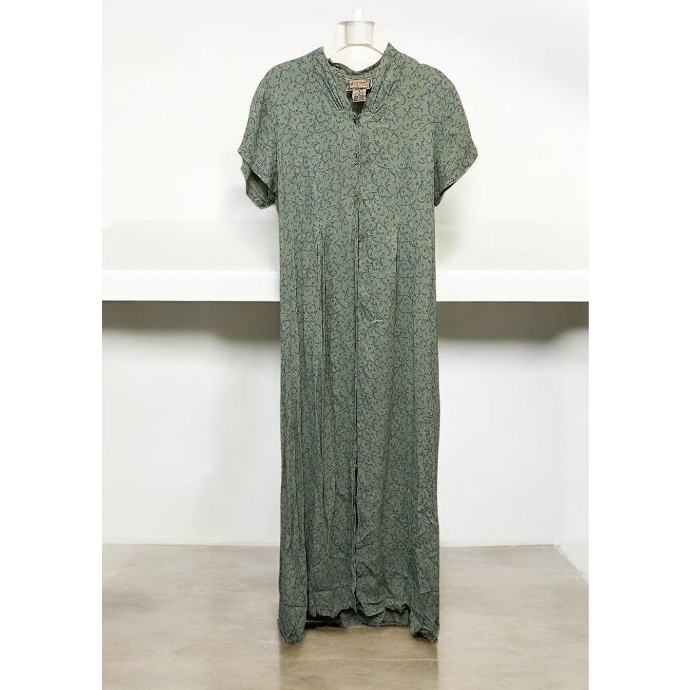 Unknown London April Cornell Long green dress Sz S Cap Sleeves Button Down Size S / US 4 / IT 40 - 1 Thumbnail