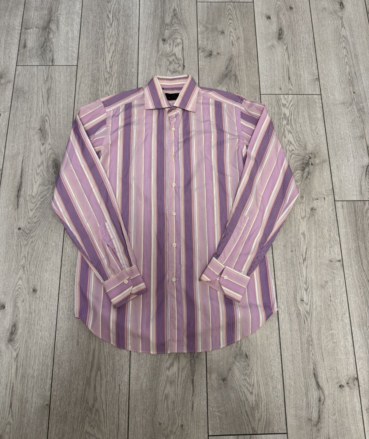 Etro Etro men’s long sleeve button up striped shirt size 39 pink Size US S / EU 44-46 / 1 - 1 Thumbnail
