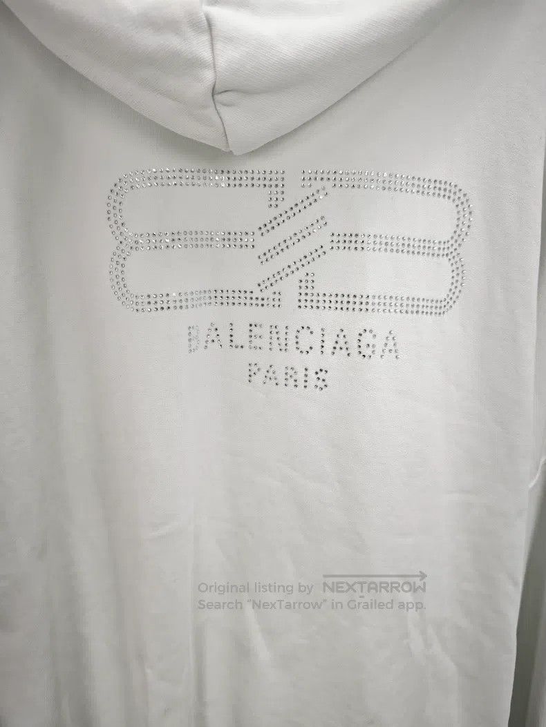 Balenciaga Balenciaga Crystal Logo Hooded Sweatshirt Size US XL / EU 56 / 4 - 5 Thumbnail