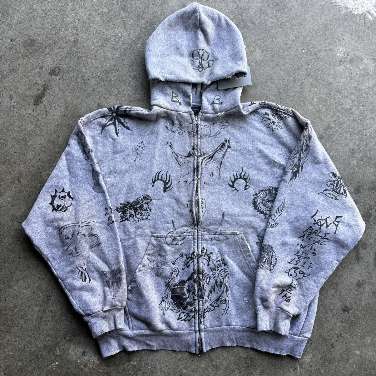BALENCIAGA tat zip up hoodie 希少グレー Balenciaga Tat Zip-Up Hoodie | Saks Fifth Avenue