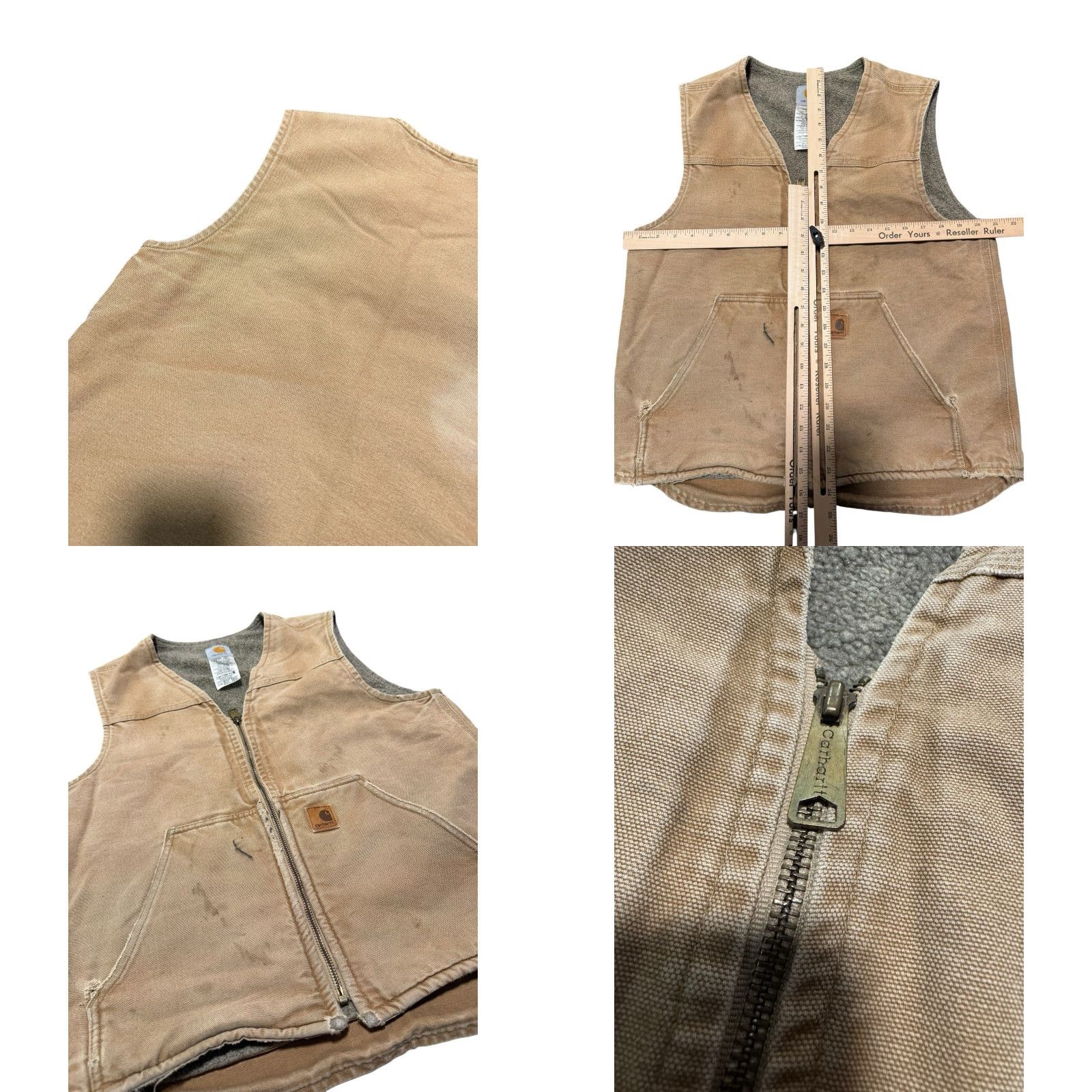 Carhartt VINTAGE Carhartt Vest Mens L Tall Camel Tan Zip Sherpa V26CML Canvas Distressed Canvas Distressed Size US M / EU 48-50 / 2 - 10 Thumbnail
