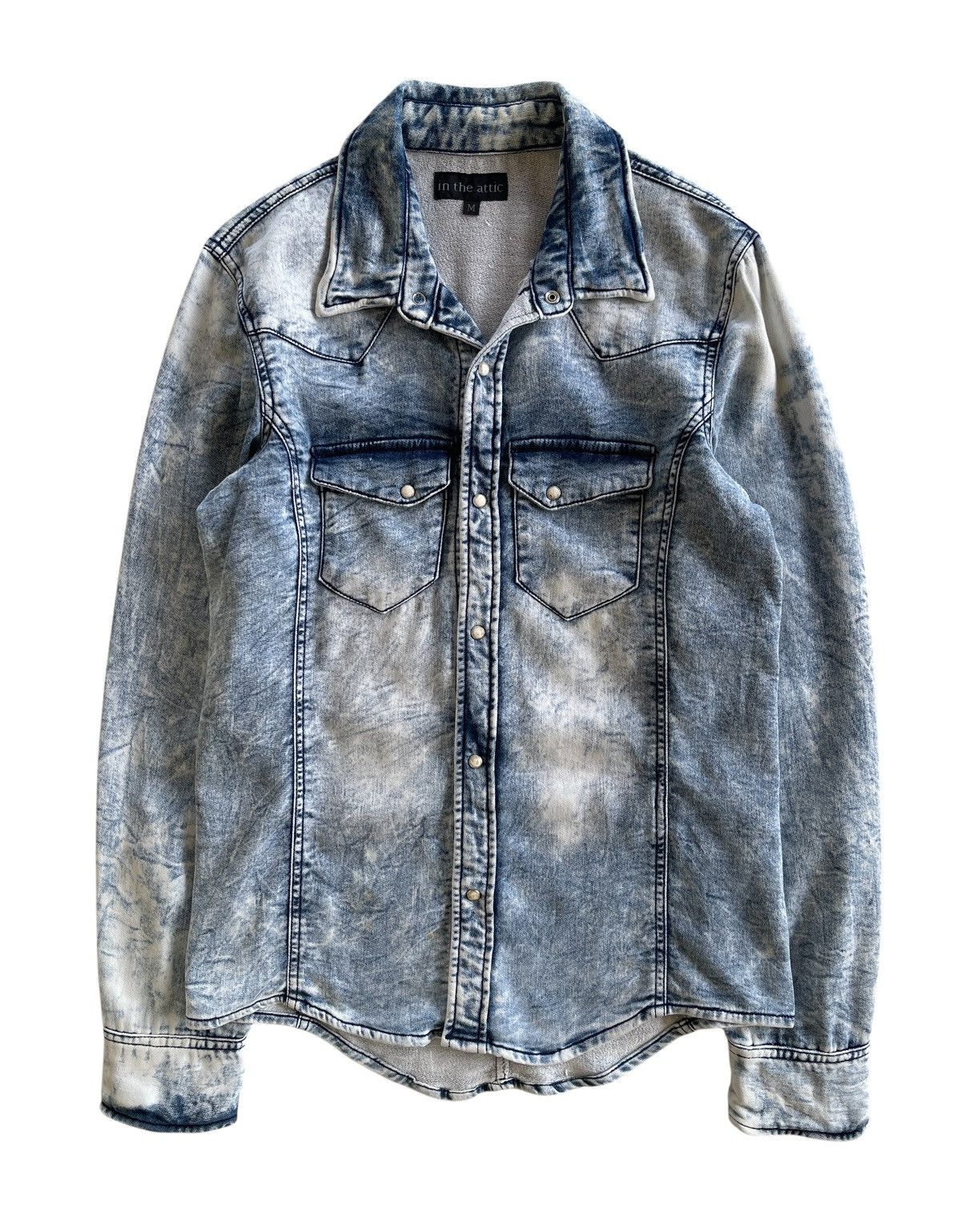 In The Attic Acid Washed Denim Western Shirt Size US S / EU 44-46 / 1 - 1 Thumbnail