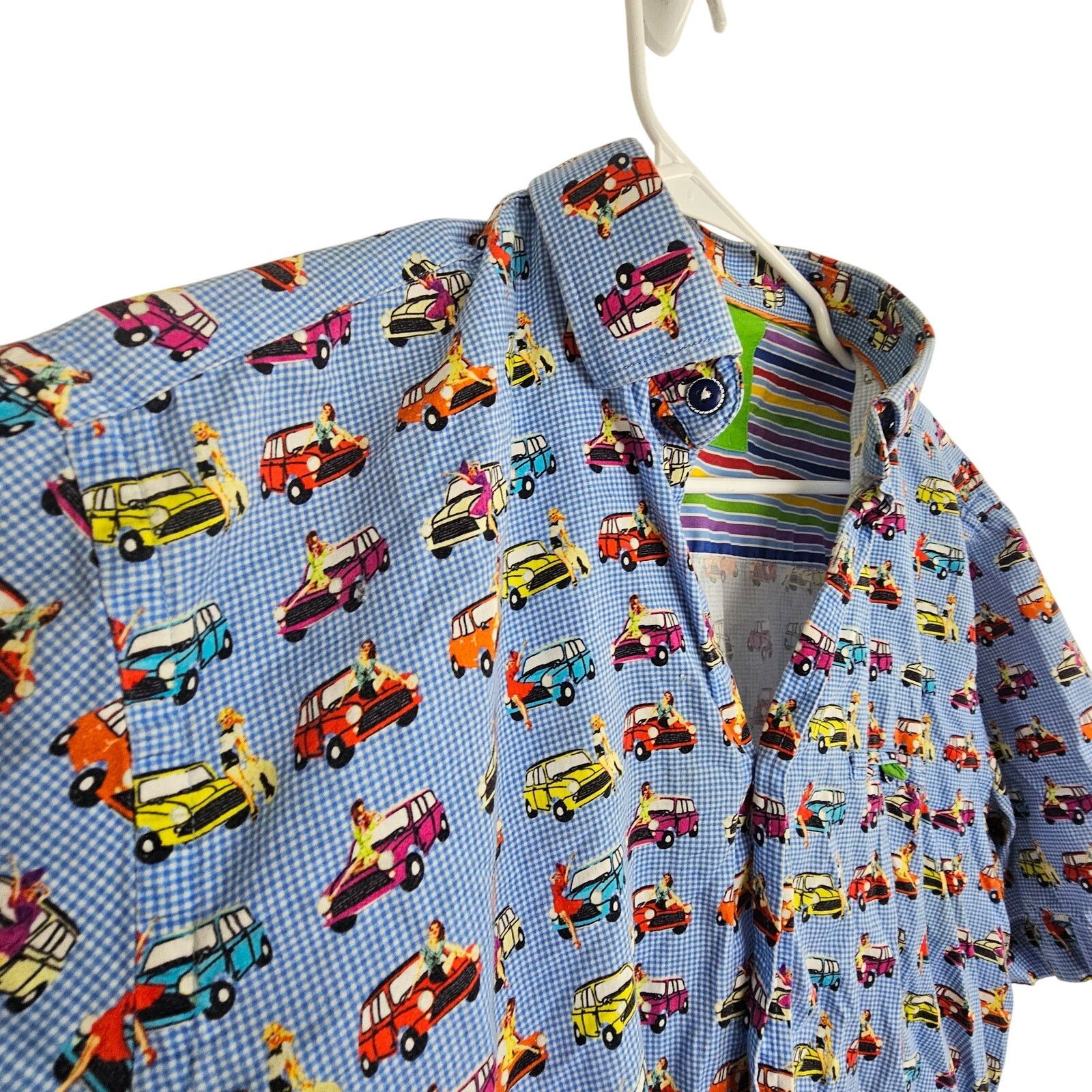 Luchiano Visconti Visconti Black Shirt Girl on Car Print Blue Button M Size US M / EU 48-50 / 2 - 5 Thumbnail