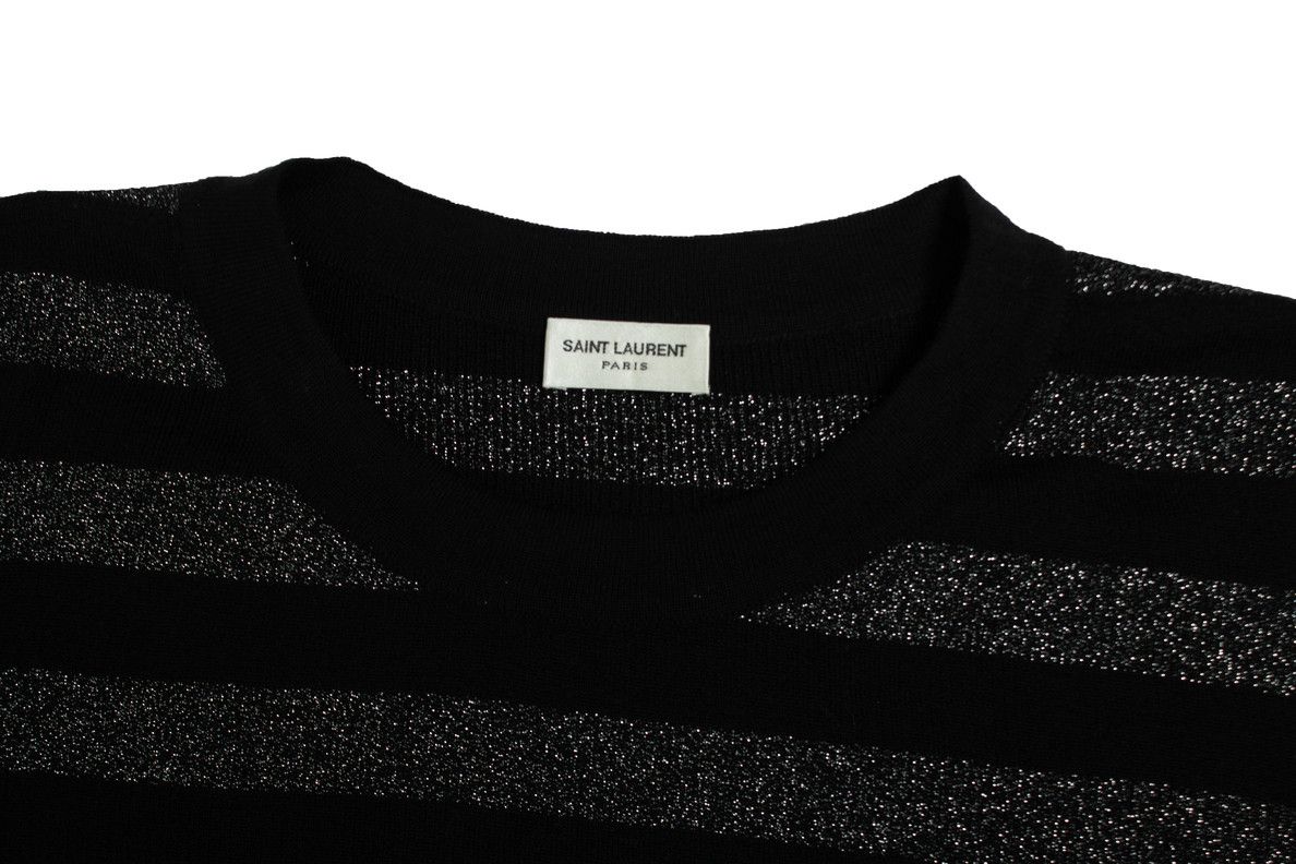 Saint Laurent Paris Saint Laurent, Metallic striped pull in black and silvery Size US XL / EU 56 / 4 - 5 Thumbnail