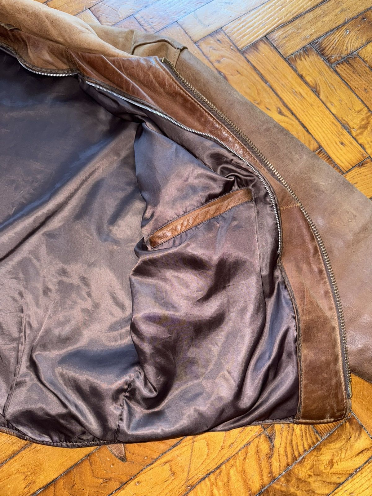 Schott Sunfaded brown leather Steerhide Schott mod. 133 highwayman Size US XXL / EU 58 / 5 - 20 Thumbnail