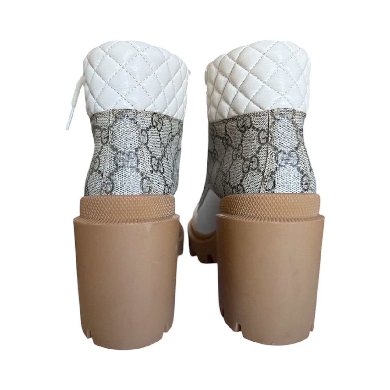 Gucci GUCCI Apollo GG Monogram Combat Boots EU 38 US 8 White Beige Size US 8 / IT 38 - 5 Thumbnail