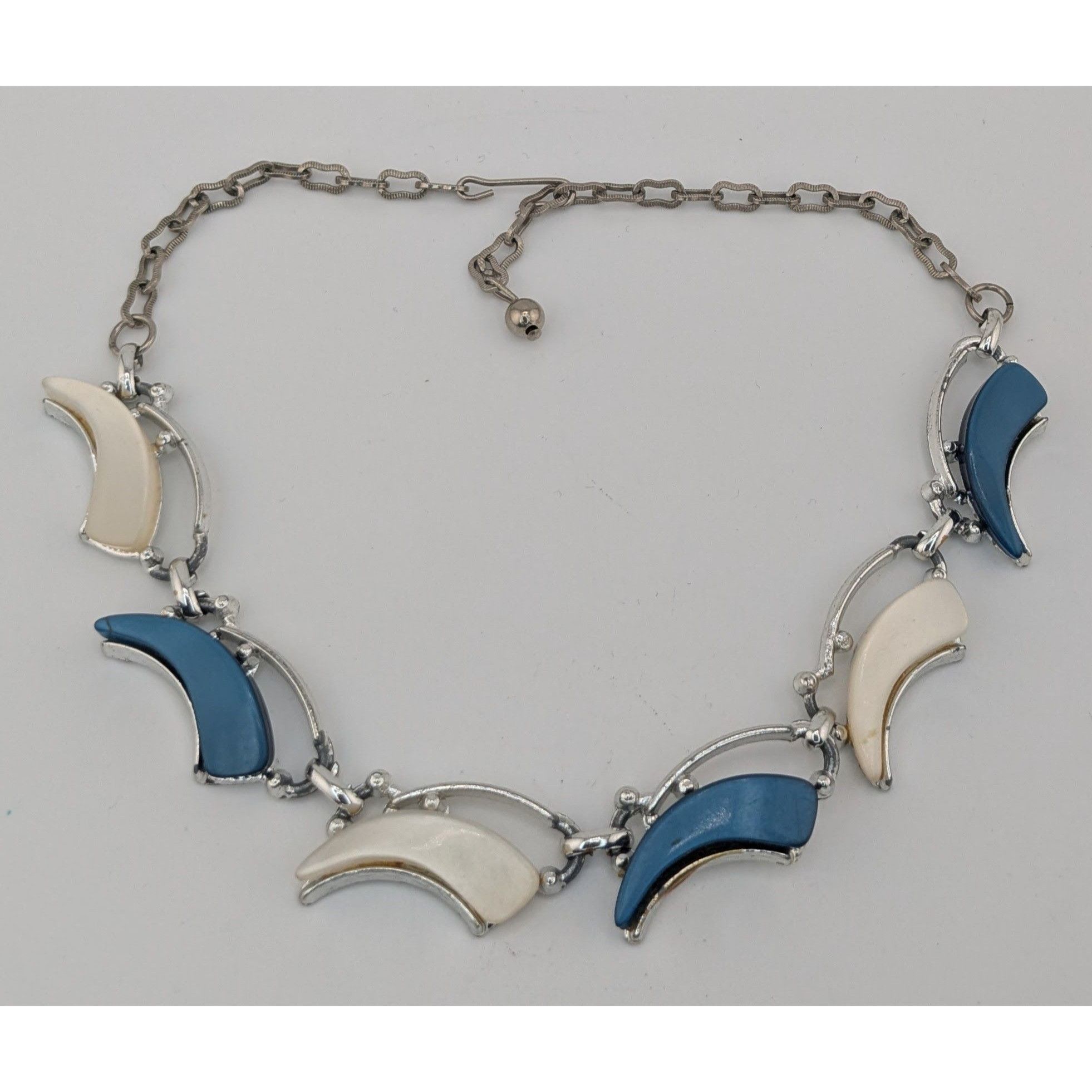 Other Vintage Retro Blue & White Lucite Crescent Necklace Size ONE SIZE - 8 Thumbnail