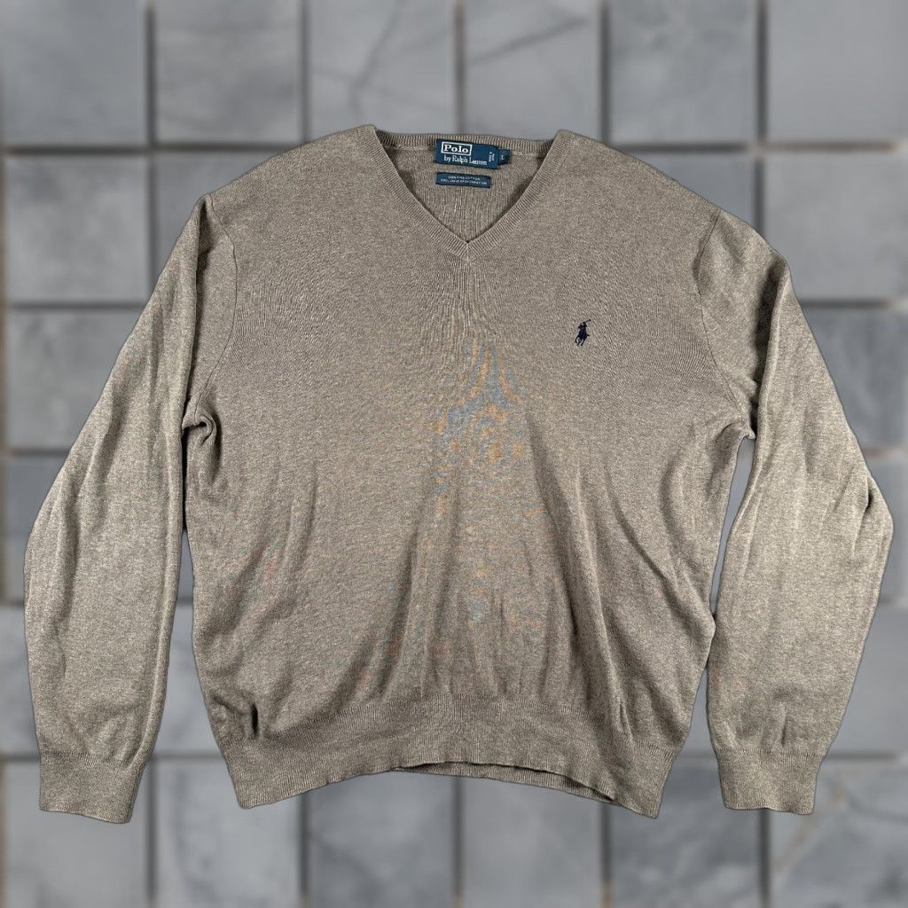 Polo Ralph Lauren Polo Ralph Lauren Sweater Mens L Gray Pony Pima Cotton V Neck Jumper Pullover Size US L / EU 52-54 / 3 - 1 Thumbnail