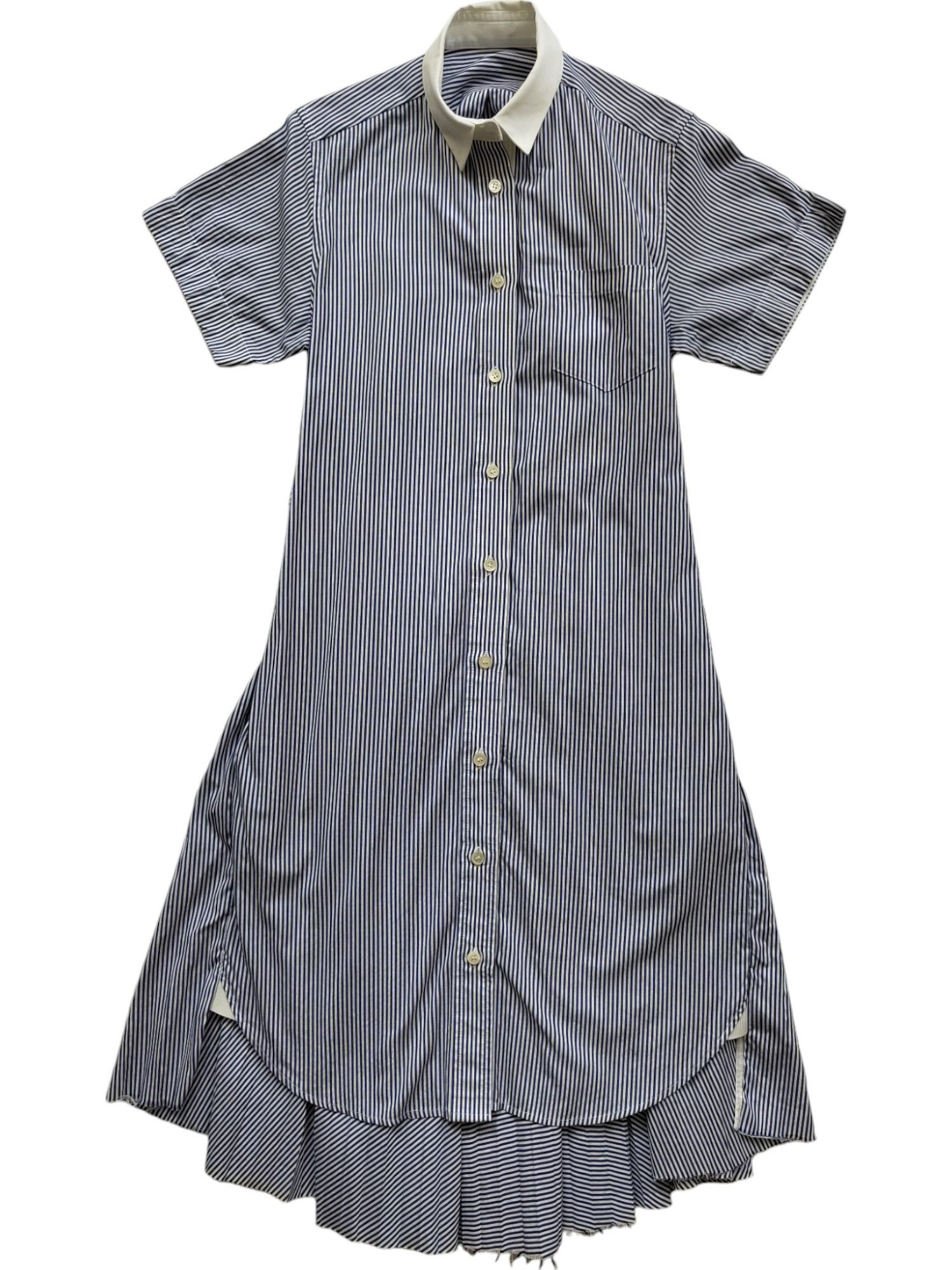 Sacai Blue Striped Shirt Dress With Open Back Size S / US 4 / IT 40 - 3 Thumbnail