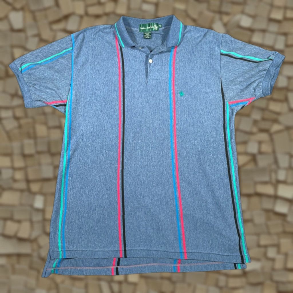 Vintage VINTAGE Knights Of Round Table Polo Shirt Mens M Blue Striped Pattern 90s Size US M / EU 48-50 / 2 - 1 Thumbnail