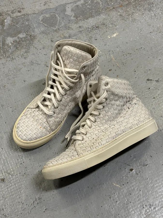 The Last Conspiracy The Last Conspiracy Cream Leather Woven High-Top Sneakers Size US 7 / EU 40 - 10 Thumbnail